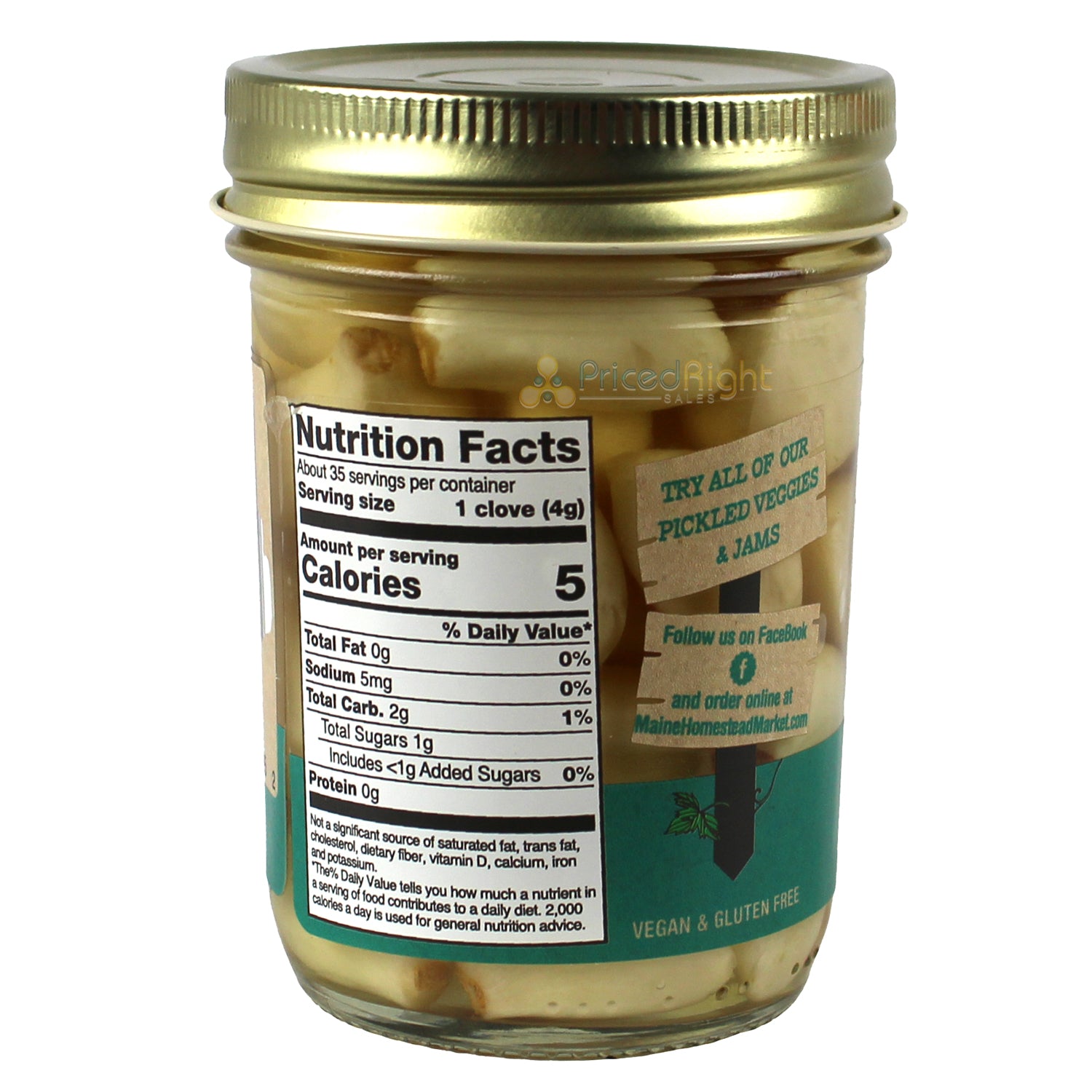 Maine Homestead Pickled Garlic 8 Oz Vegan and Gluten Free