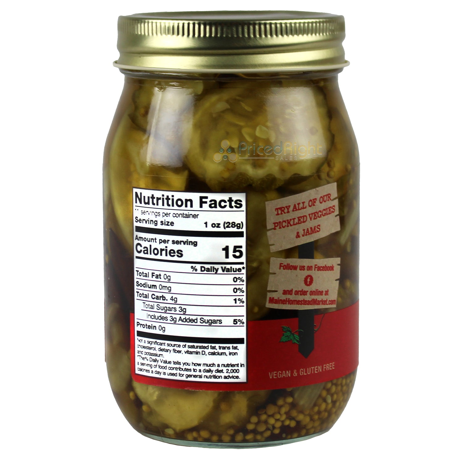 Maine Homestead Sweet and Spicy Pickles 16 Oz Vegan and Gluten Free