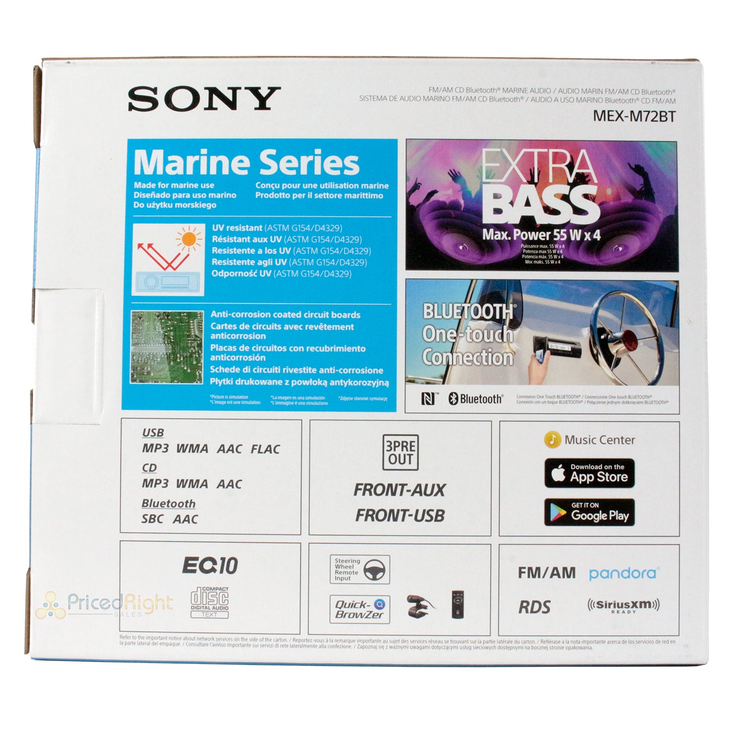 Sony Single DIN Marine CD Media Receiver Bluetooth Corrosion Resistant MEX-M72BT