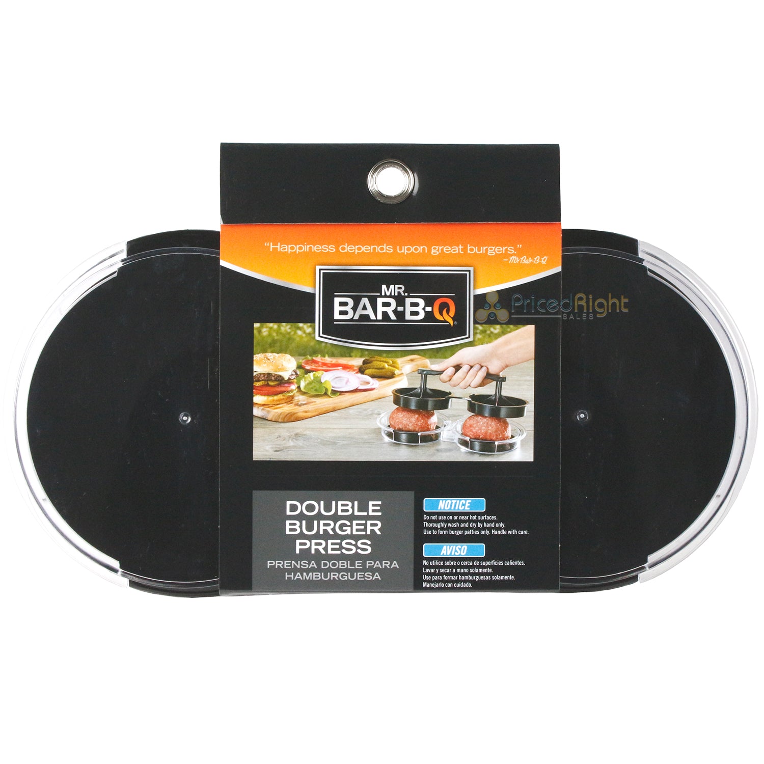 Mr. Bar-B-Q Double Burger Press for Uniform Thick Patties Quick Release 40140Y