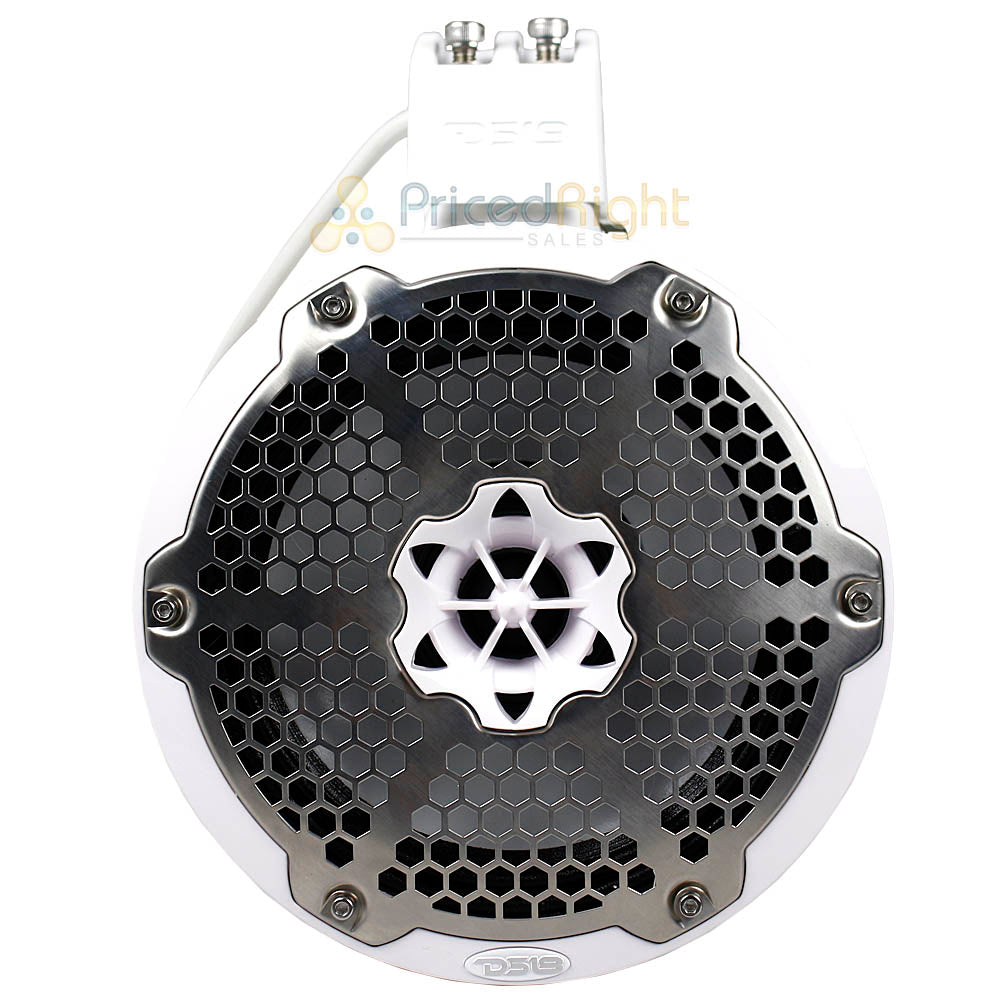﻿DS18 8" Neodymium Marine Tower Speakers White with RGB LED Light 550 Watts