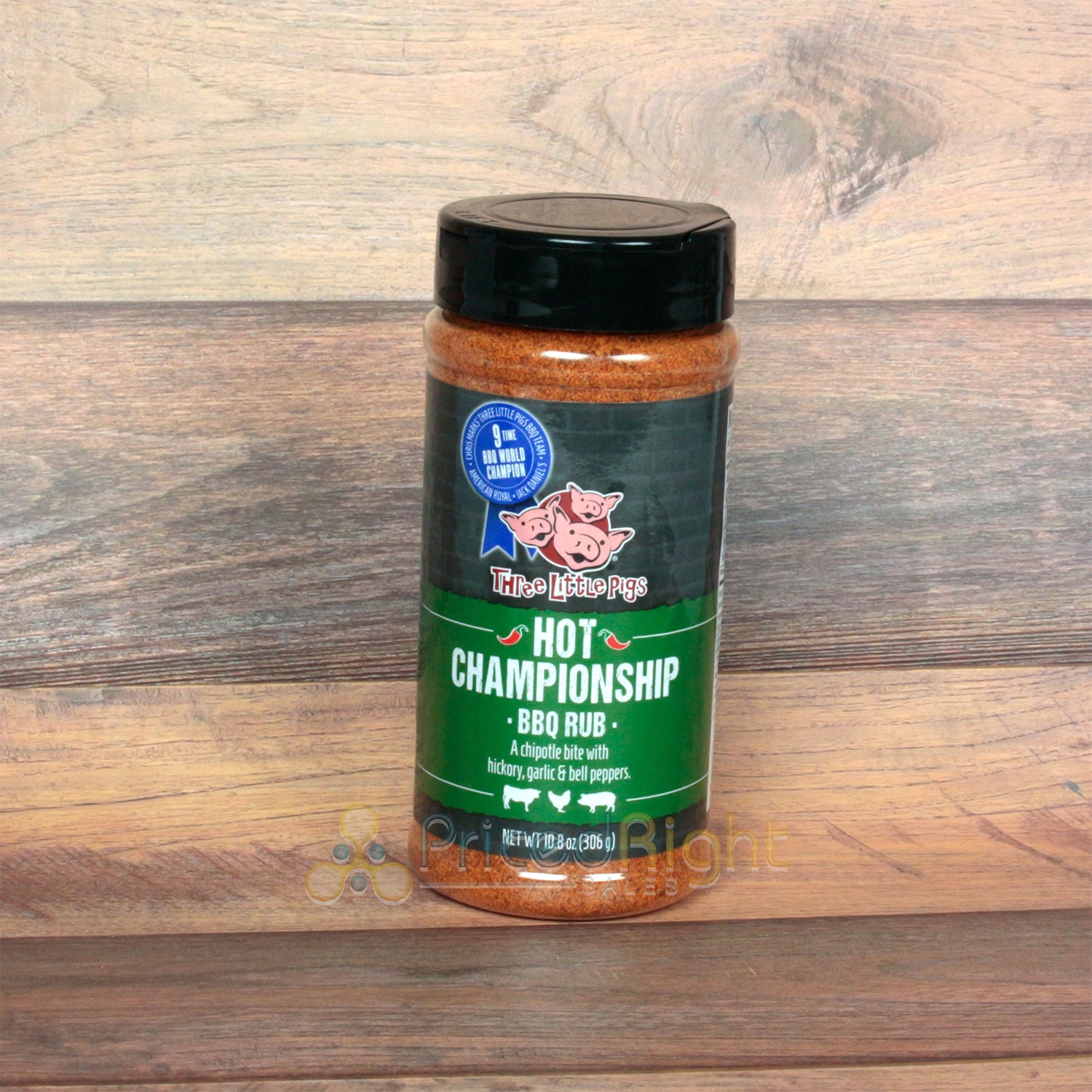 Three Little Pigs Kansas City Hot Championship BBQ Rub All Purpose 10.8 Ounce