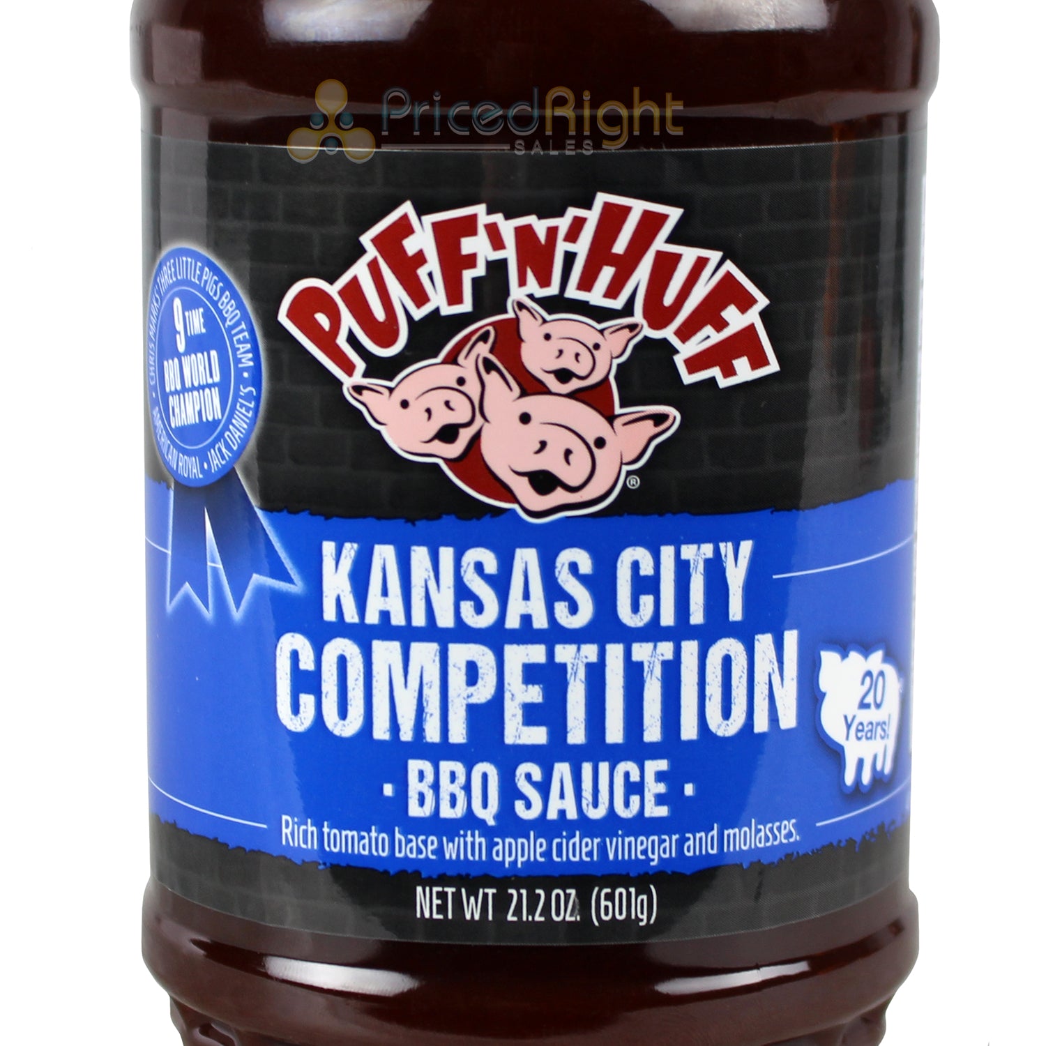 Three Little Pigs Kansas City Competition BBQ Sauce 21.2 Oz Award Winning Recipe