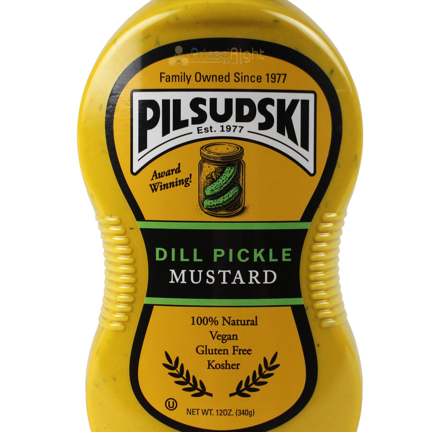 Pilsudski Dill Pickle Mustard with Garlic 12 oz Gluten Free Vegan Kosher