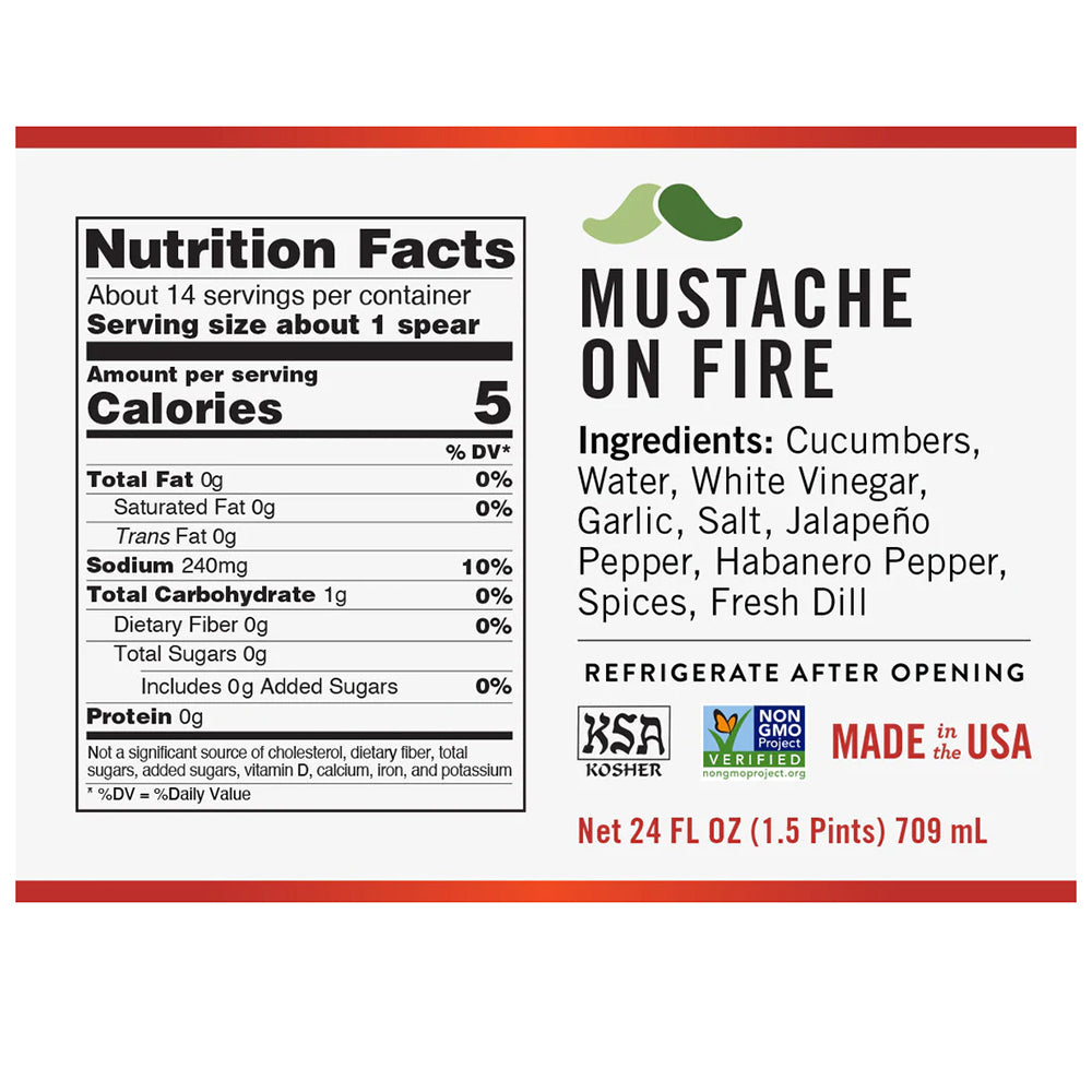 Randy's Pickles Mustache on Fire Pickle Spears 24 Oz Gluten Free Kosher PKL0004C