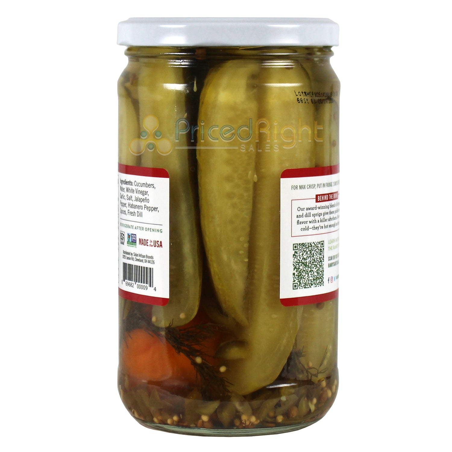 Randy's Pickles Mustache on Fire Pickle Spears 24 Oz Gluten Free Kosher PKL0004C