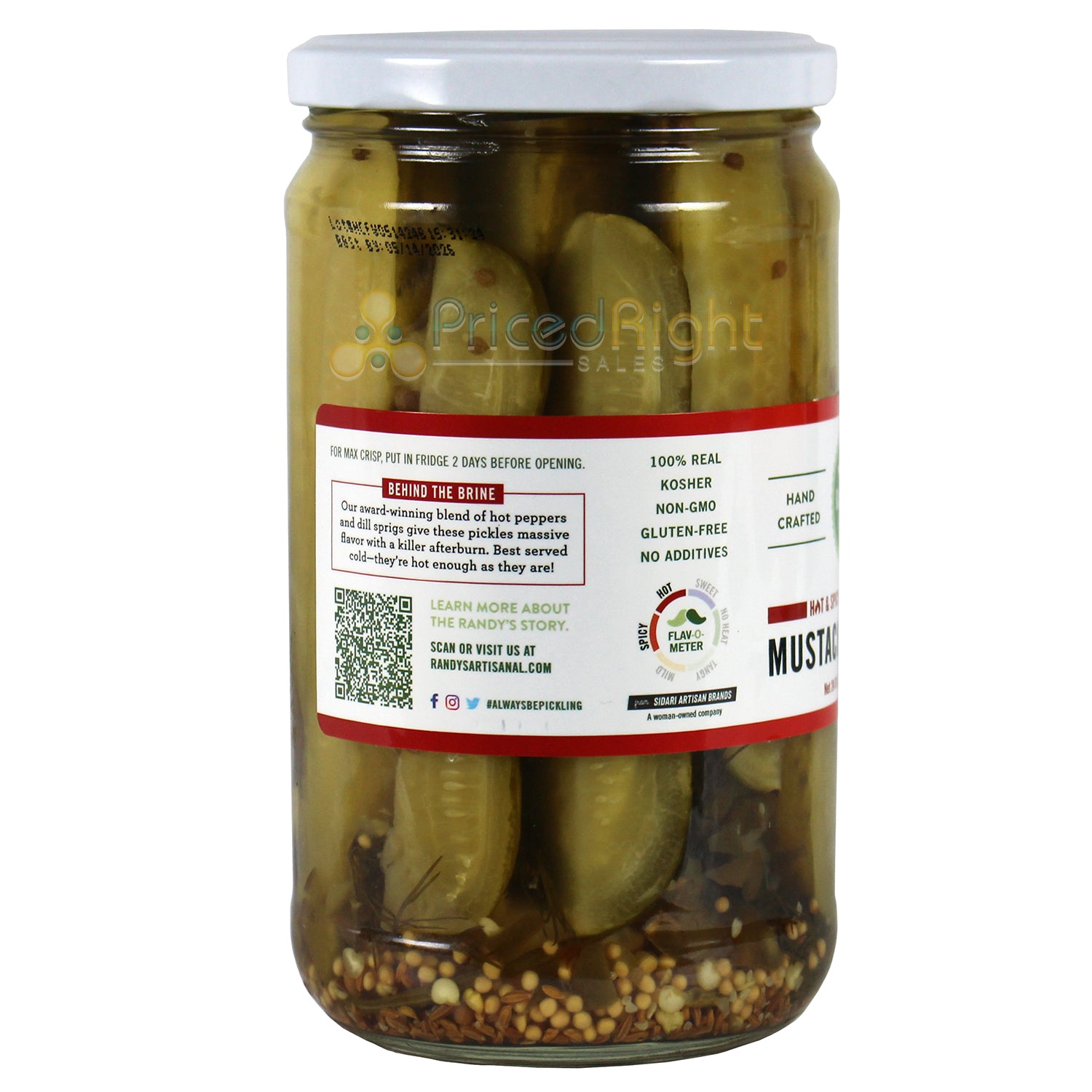 Randy's Pickles Mustache on Fire Pickle Spears 24 Oz Gluten Free Kosher PKL0004C