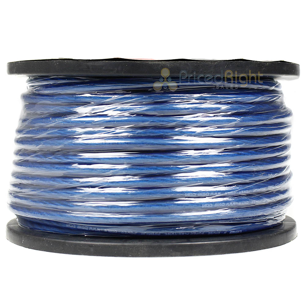 DS18 8 Gauge Power Cable 250 Ft Spool Blue Ultra Flex CCA Wire PW-8GA-250BL