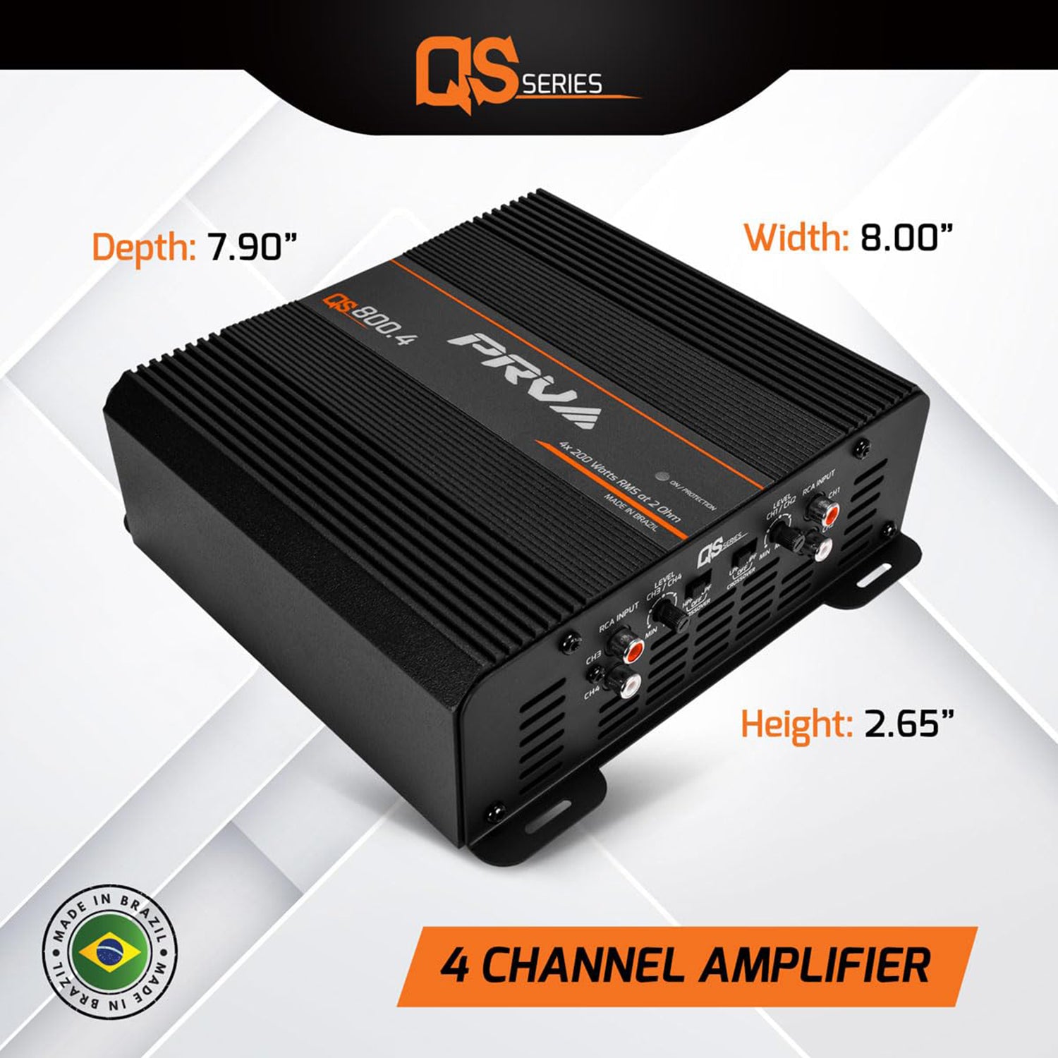 PRV QS800.4 2 Ohms 4 Channel Full Range Amplifier 4 x 220W RMS Power at 2 Ohm