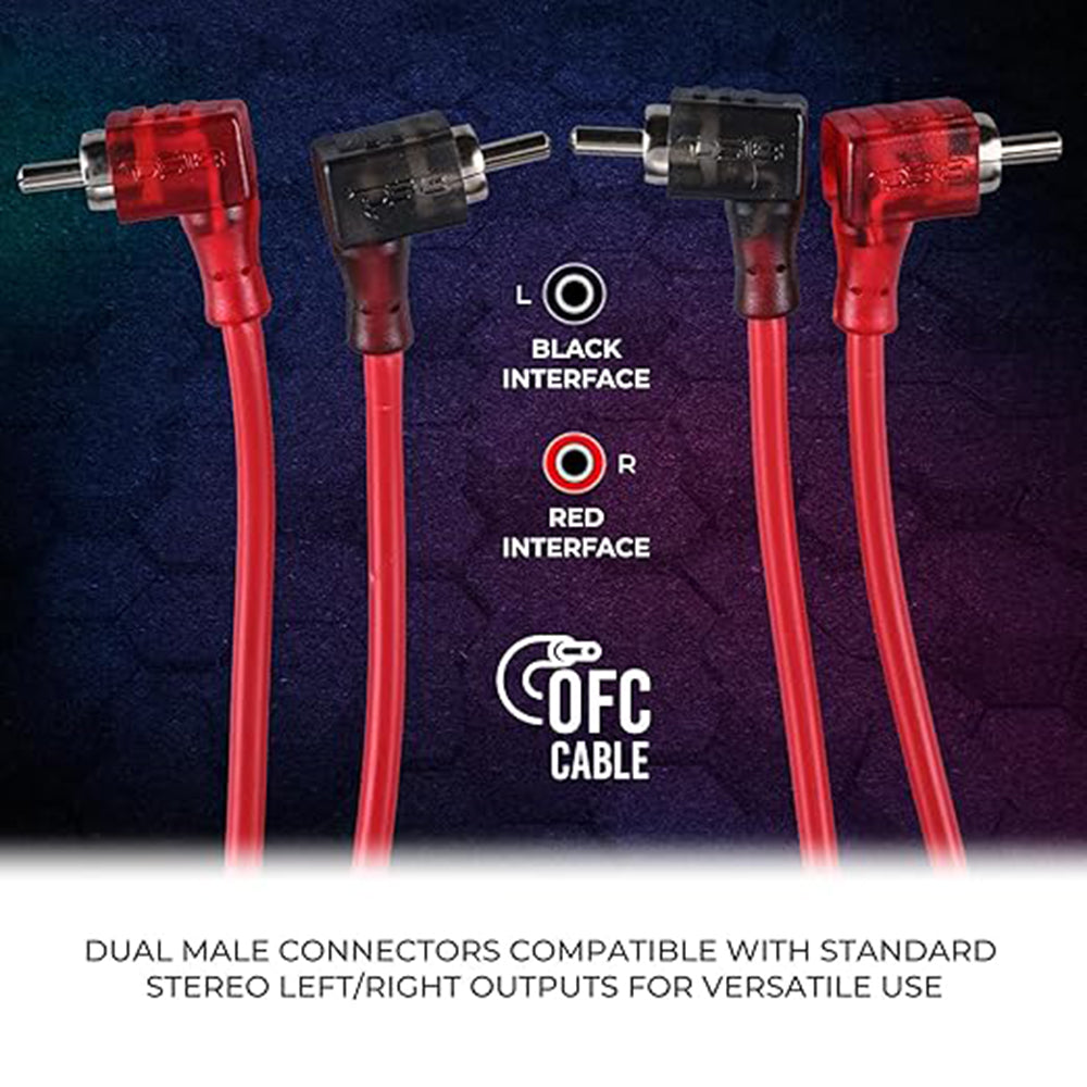 3 ft 2 Channel RCA Cable 100% OFC 90 Degree Ends Dual Twist Wire DS18 R3.L