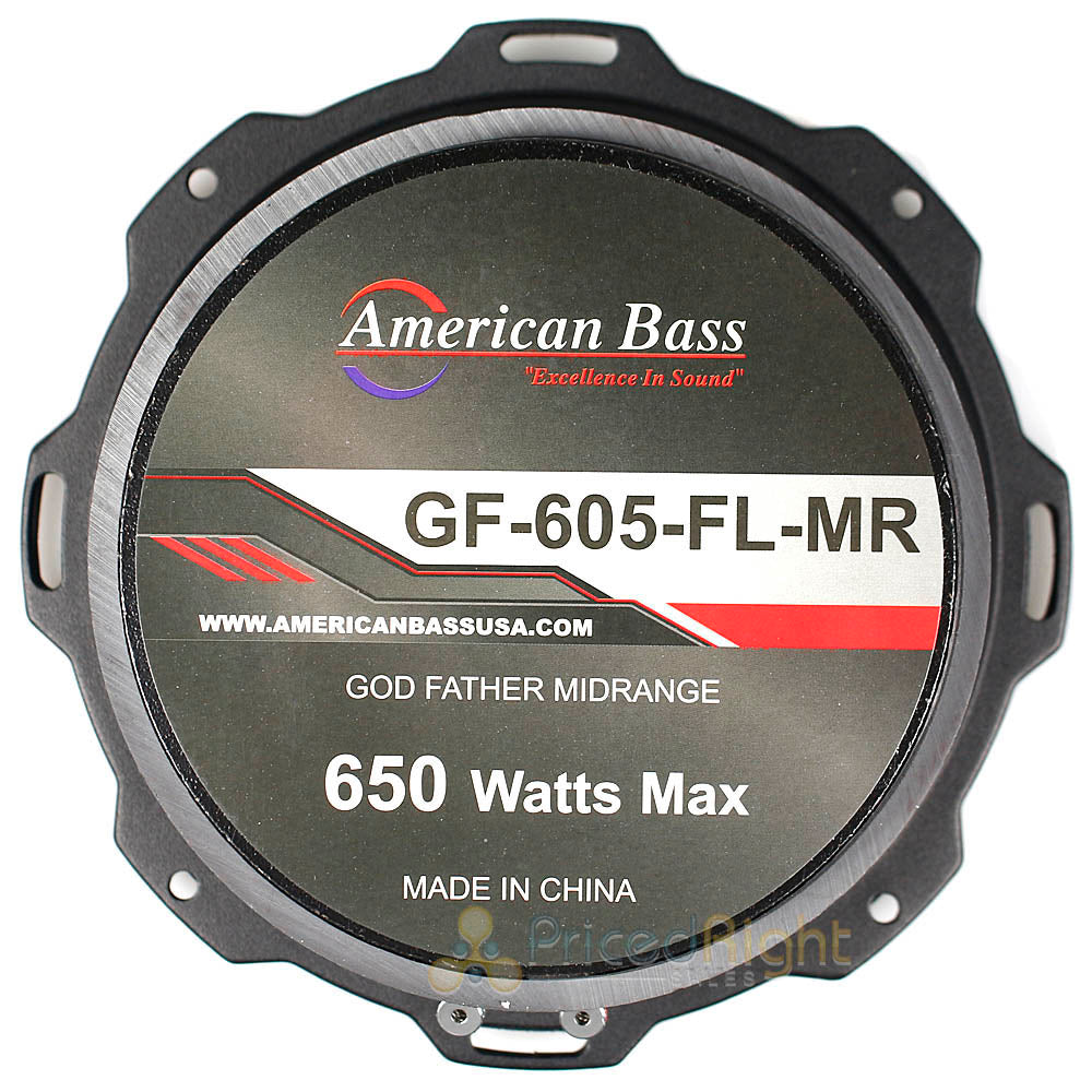 American Bass 6.5" Mid Range Speaker 650W Max Car Audio GF-605-FL-MR 4 Pack