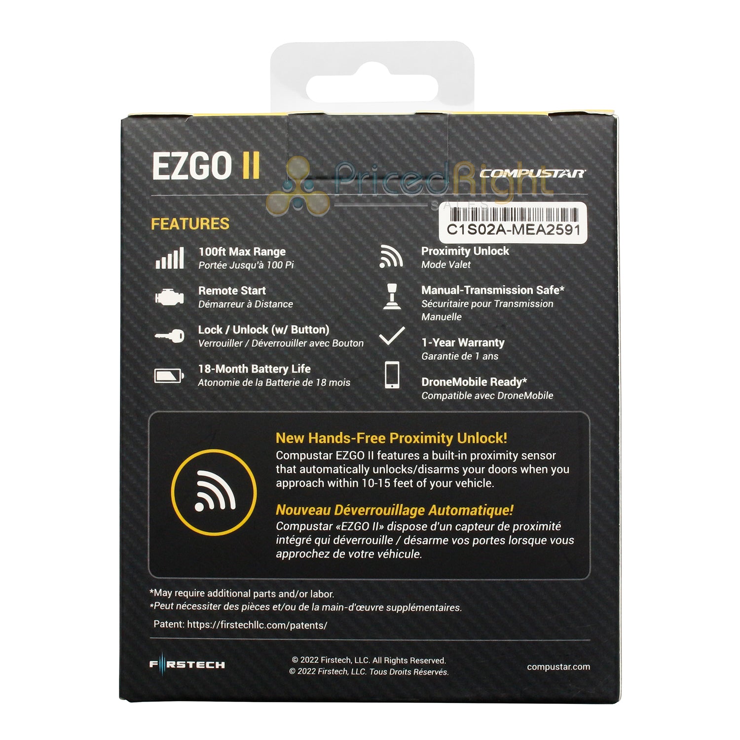 Compustar EZGO II 1-Way Remote Upgrade Kit with Proximity Unlock 100ft Range