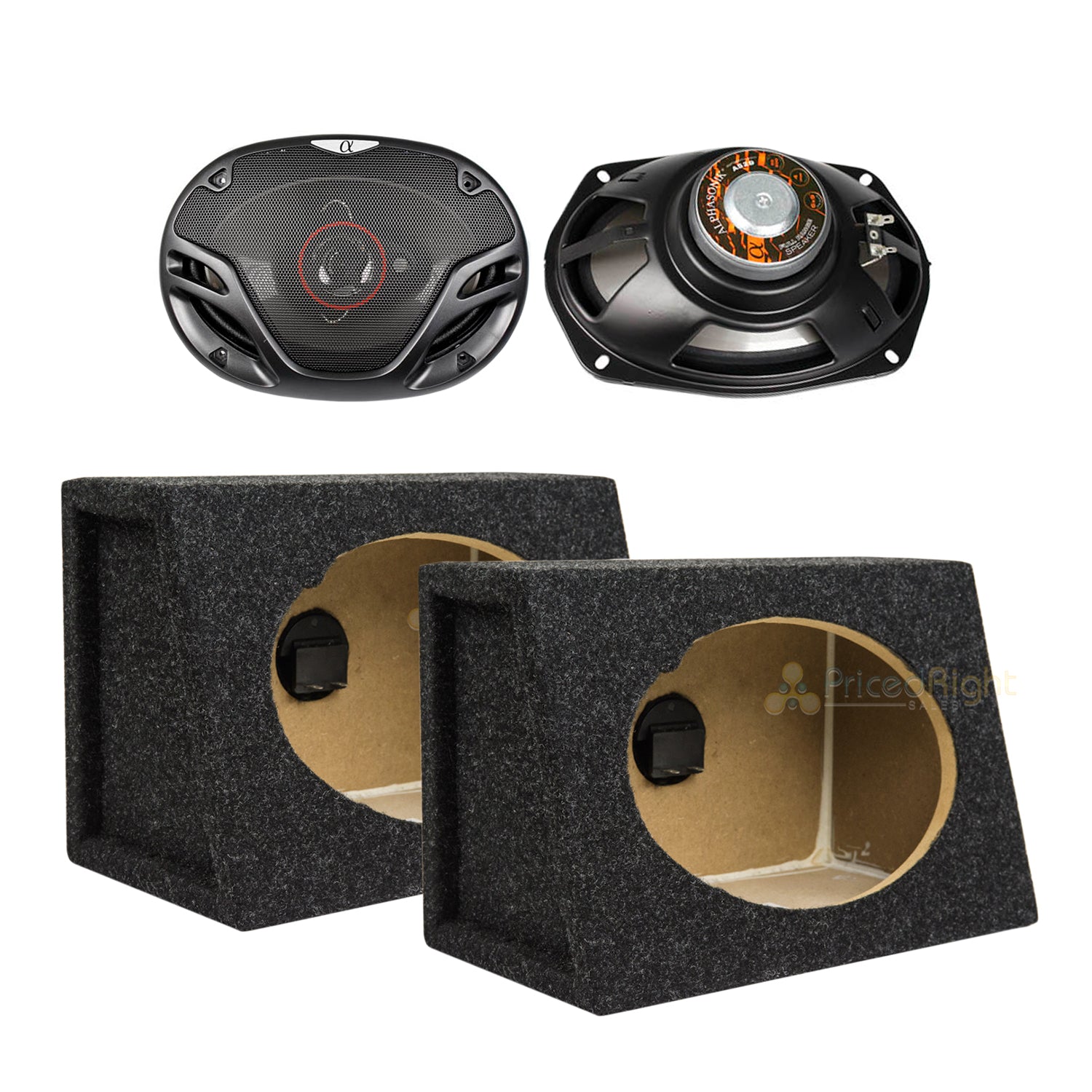 6 x 9" Alphasonik AS29 500W Speaker Pair W/ 1/2" Baffle Sealed Enclosure Boxes