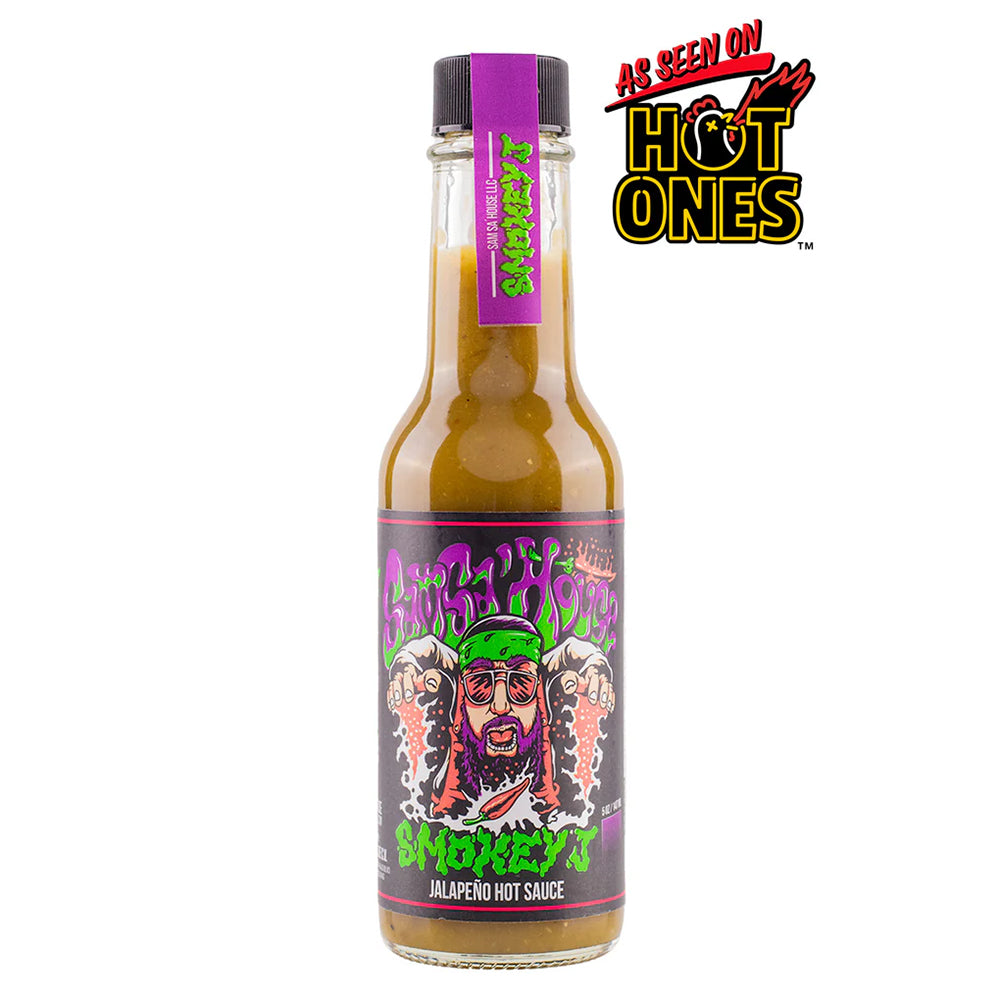 Smokey J Jalapeno Hot Sauce Sam Sa'house 5 Oz 2/10 Heat Level Contains Agave