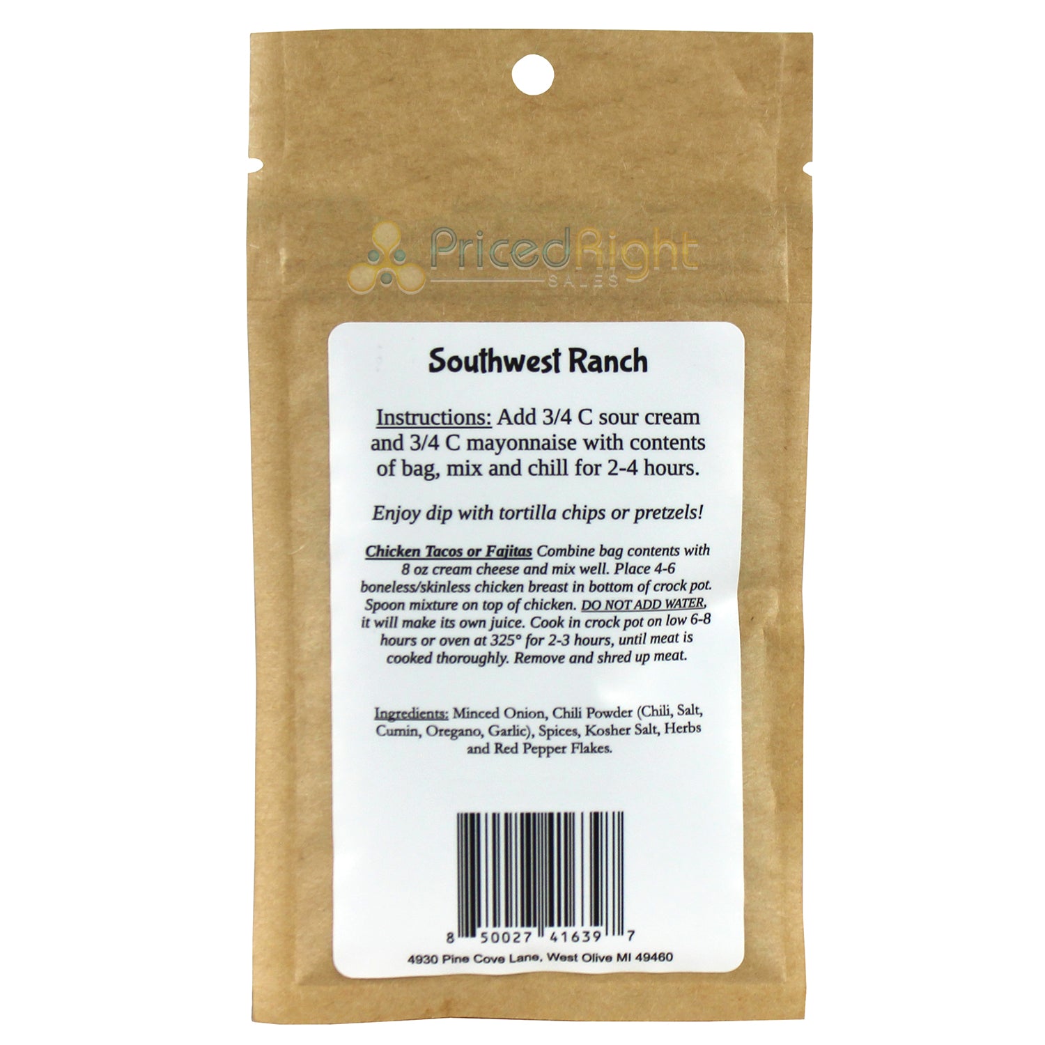 SnS Dips Southwest Ranch 0.85 Oz Gluten Free USA Made Small Batch SNS-SWR