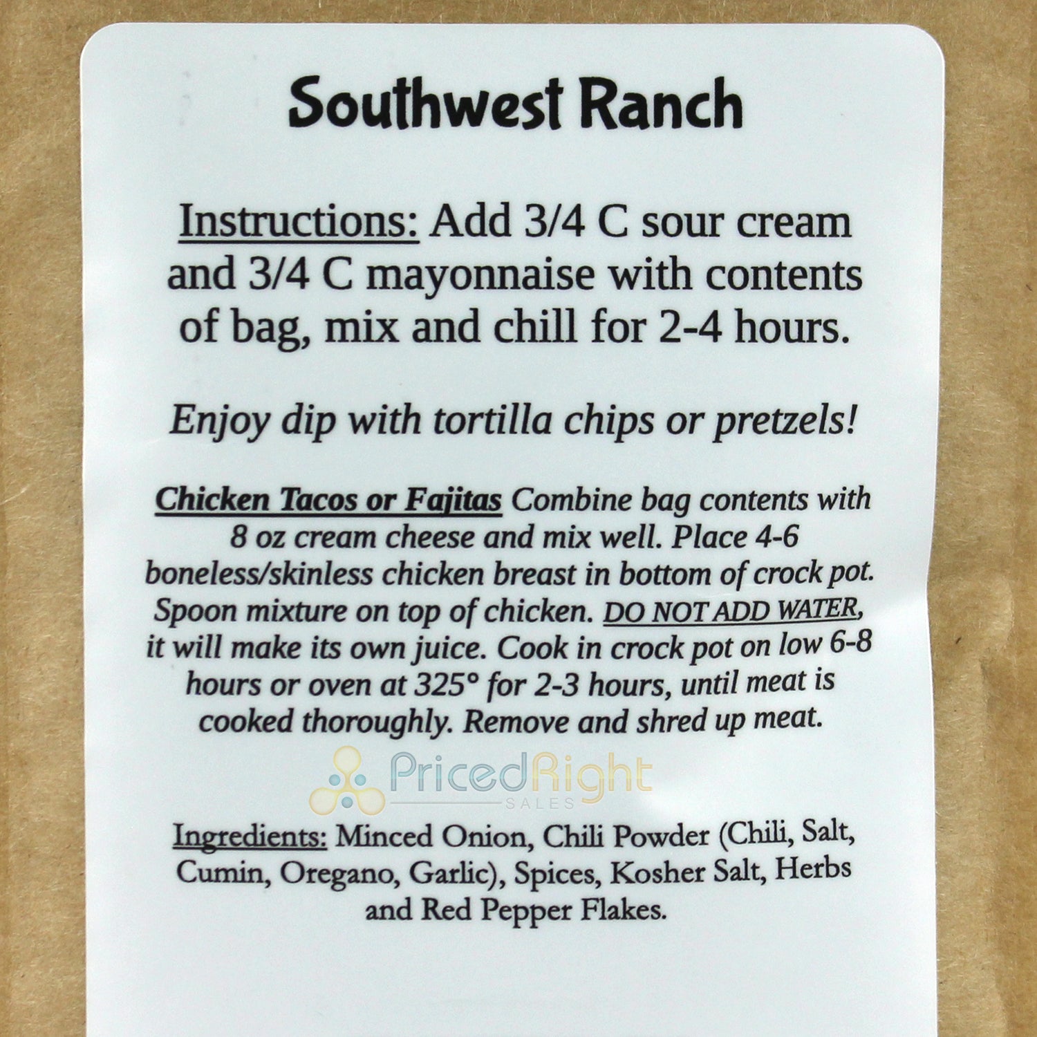 SnS Dips Southwest Ranch 0.85 Oz Gluten Free USA Made Small Batch SNS-SWR