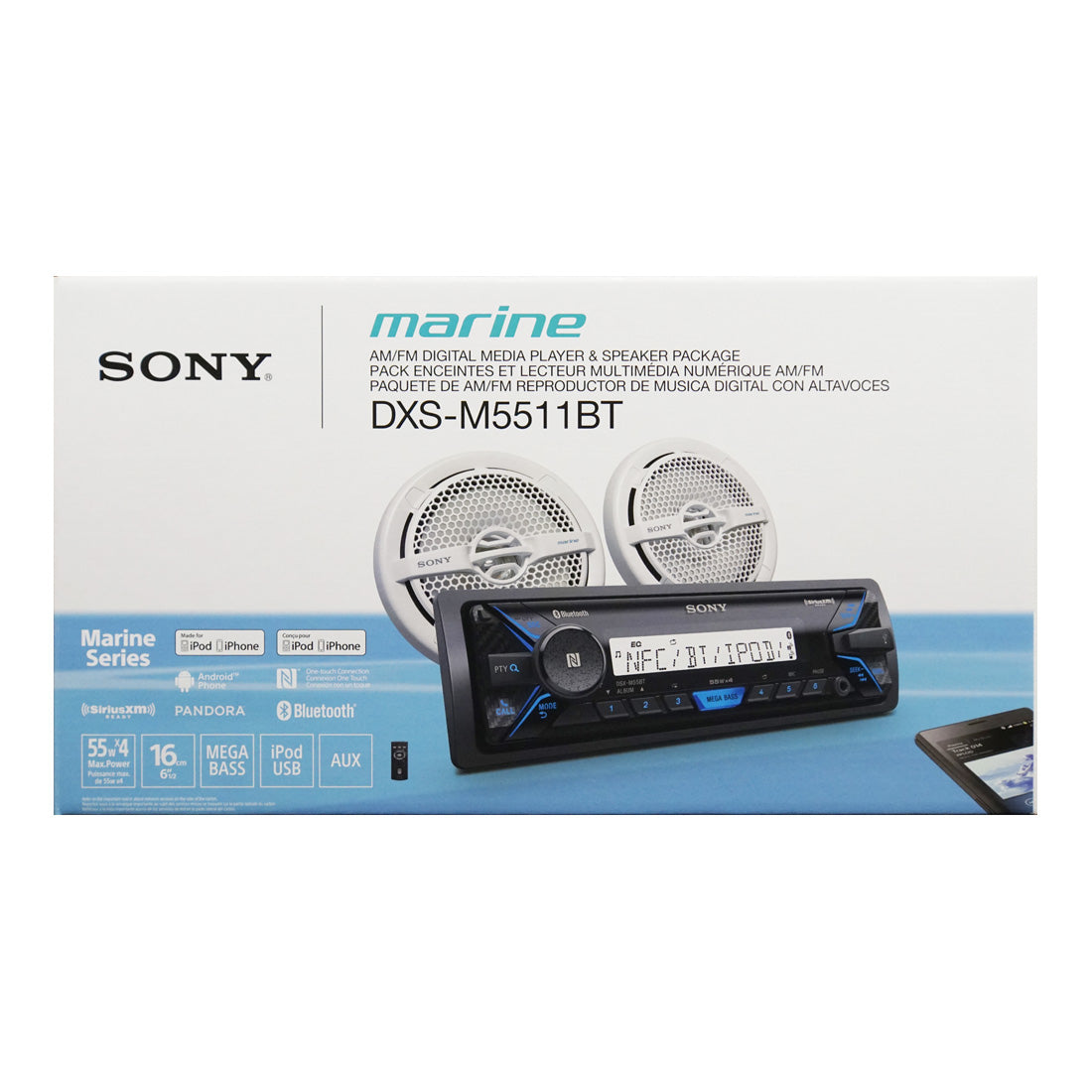 Sony Marine Receiver 6.5" Dual Cone Speaker Combo Bluetooth USB AUX DXS M5511BT