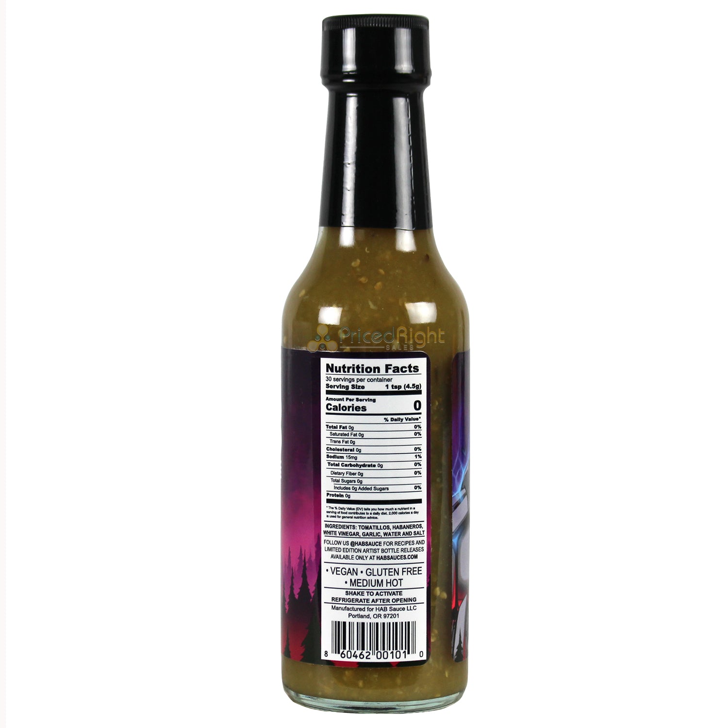 Smoked Habanero Cherrywood Hot Sauce 5 Oz Gluten Free Vegan HAB Sauce SQ1931839