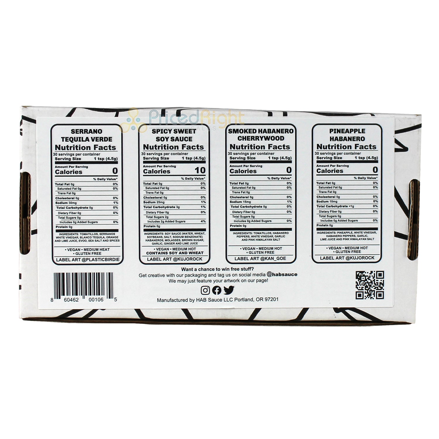 HAB Sauce Gift Set 4 Pack Hot Sauce Vegan Medium Heat Habanero SQ2600237