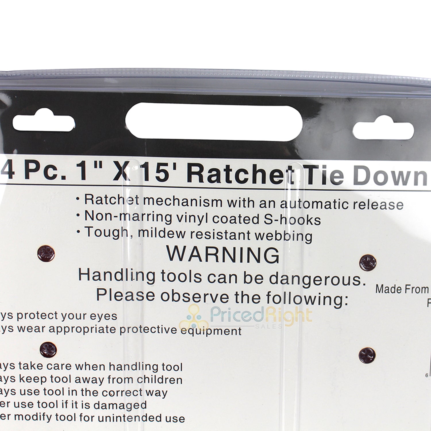 4 Piece 15' x 1" Ratcheting Tie Down w/ Automatic Release Valley T1-RTD1514