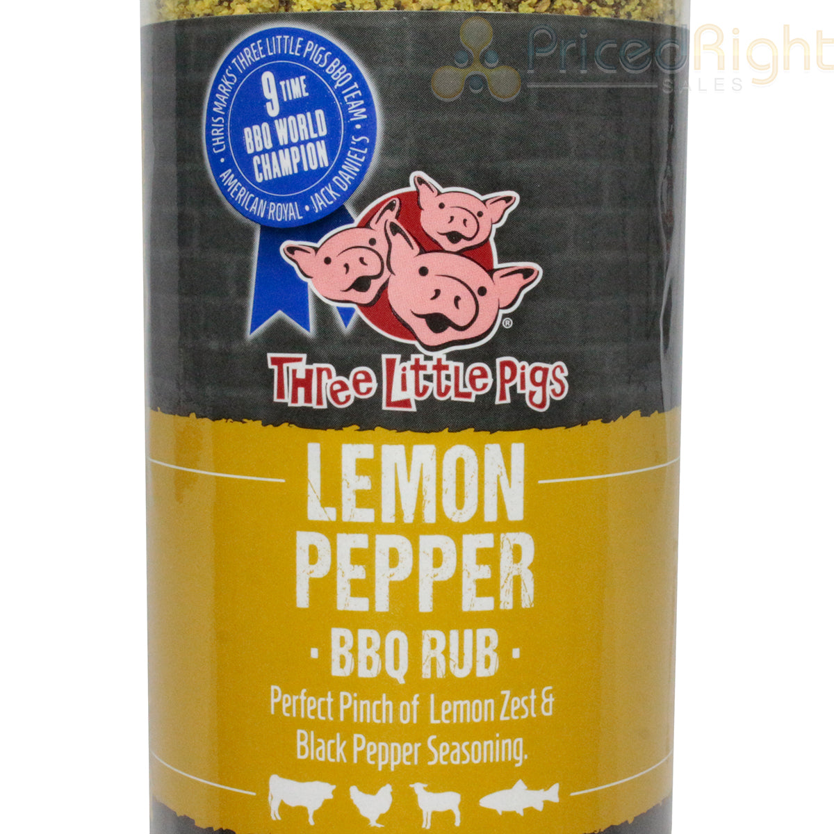 Three Little Pigs Lemon Pepper BBQ Rub Handcrafted Chicken Fish Veggies 12.2 oz