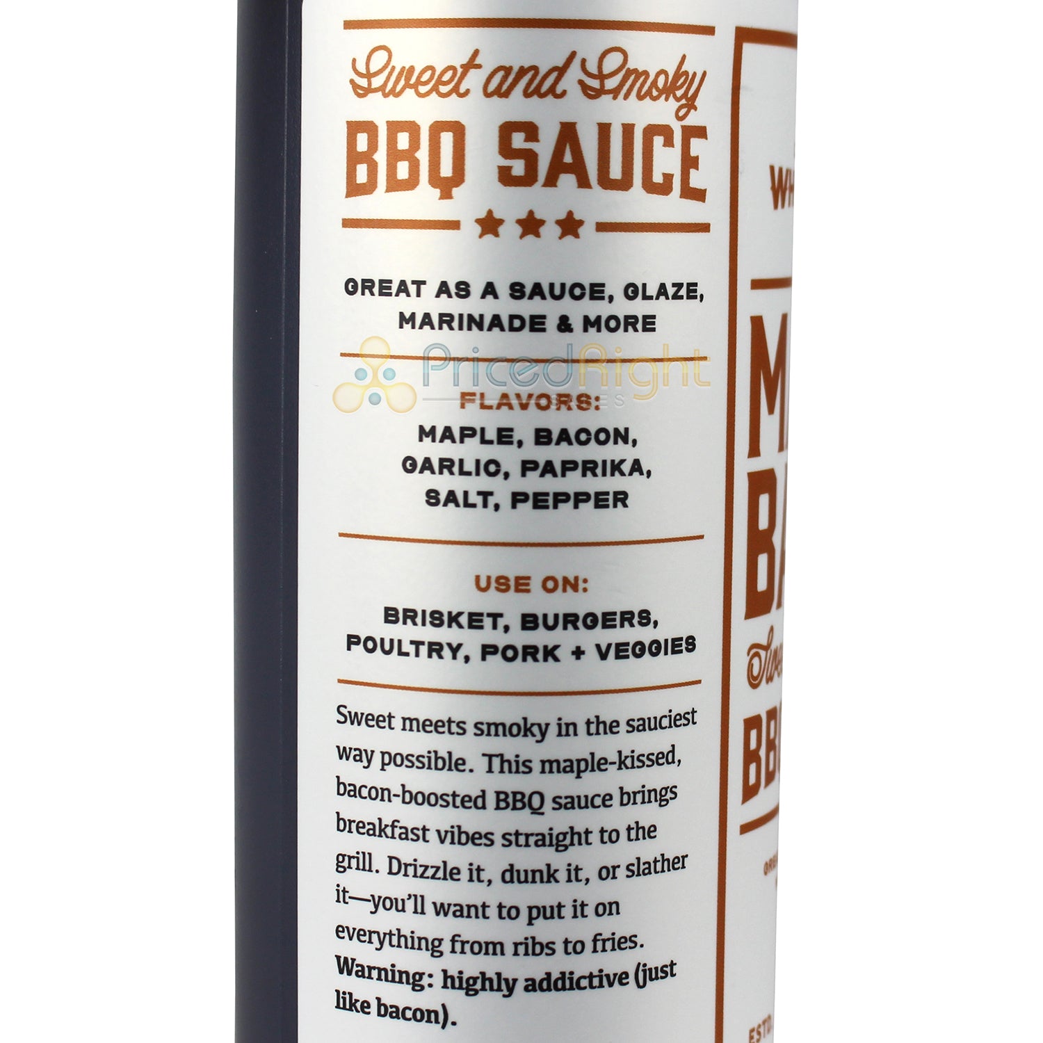 Whiskey Bent BBQ Maple Bacon Sweet & Smoky BBQ Sauce 21 Oz WBMAPLEBACON