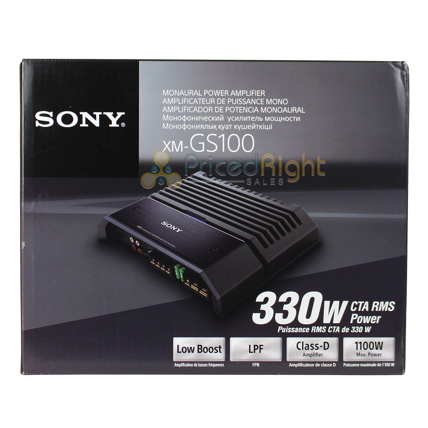 Sony Class D Mono Amplifier 600W RMS 2 Ohm 1 Channel Sub Amp Compact XM-GS100