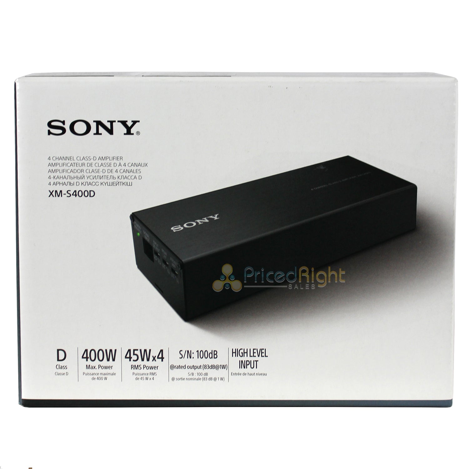 Sony Class D 4 Channel Amplifier 4 x 45W RMS @ 4 Ohm Max 400W XM S400D