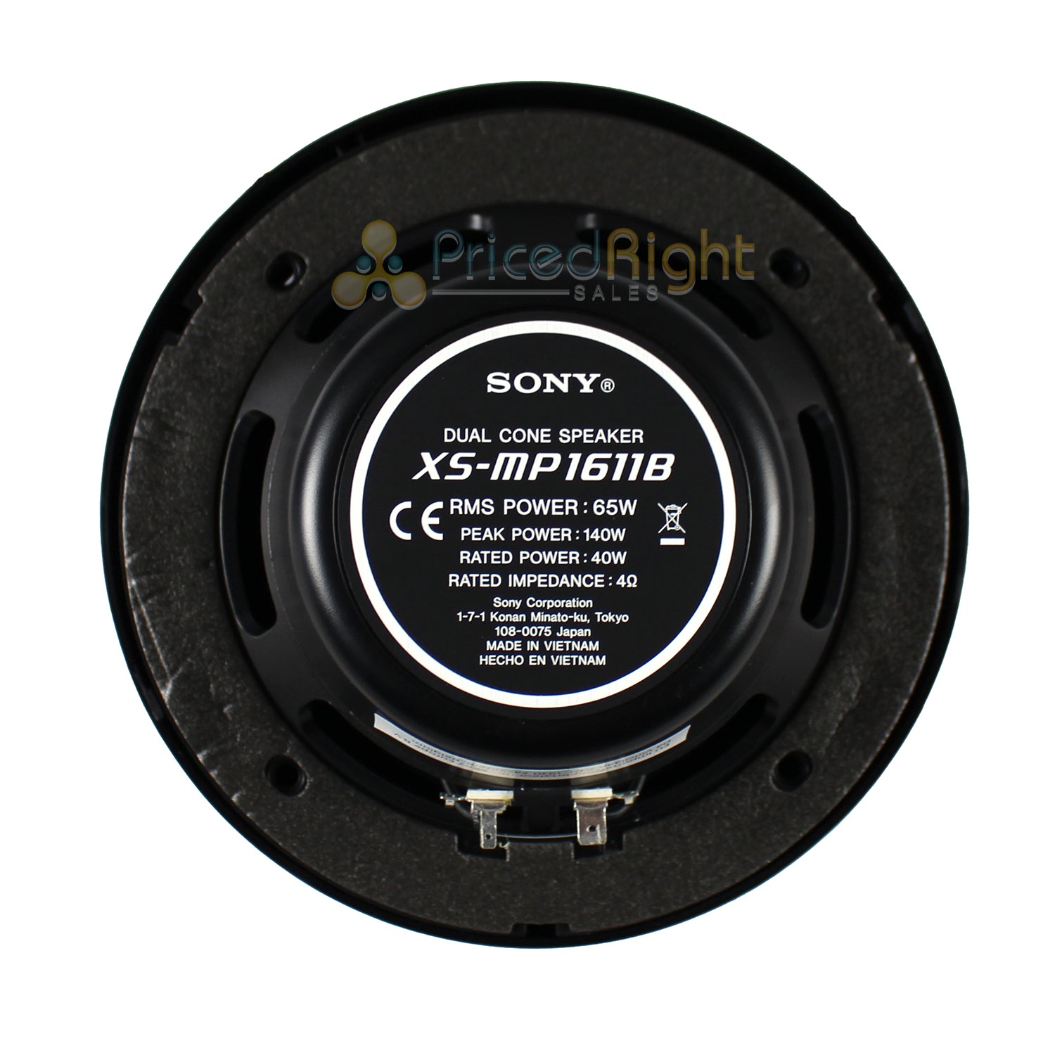 Sony 6.5" Black Marine Powersports Dual Cone Speakers Pair 140W Peak XS MP1611B