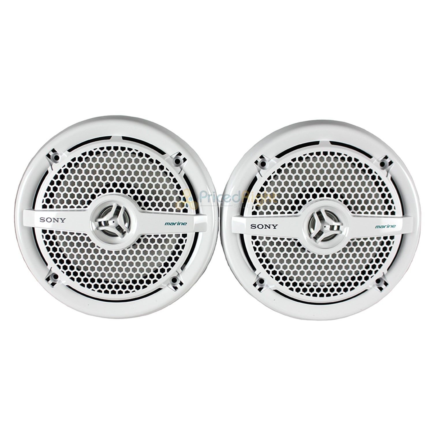 Sony 6.5" White Marine Coaxial Speakers Pair 4 Ohm 160W Peak 70W RMS XS MP1621