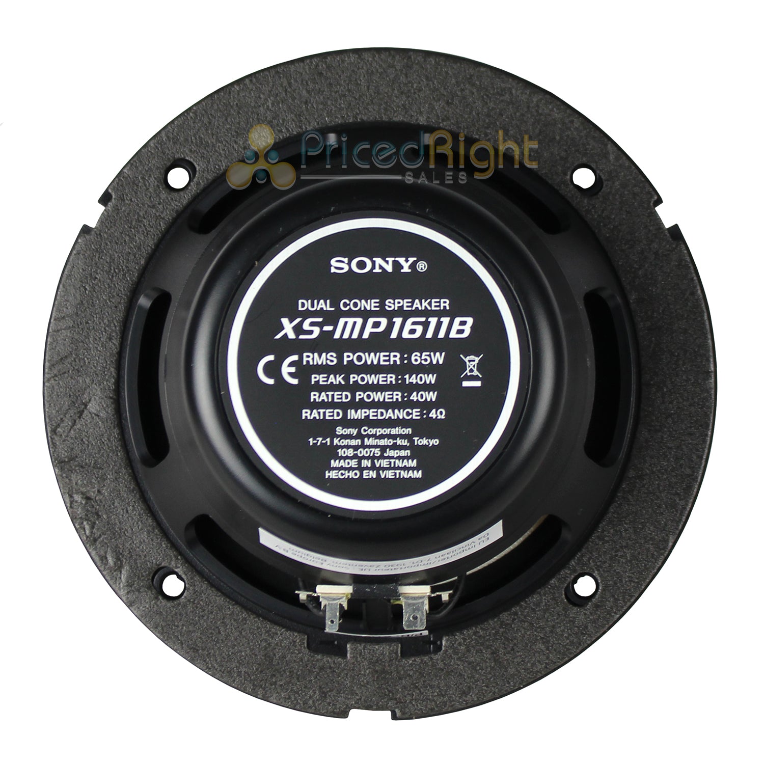 Sony 6.5" Black Marine Powersports Dual Cone Speakers Pair 140W Peak XS MP1611B