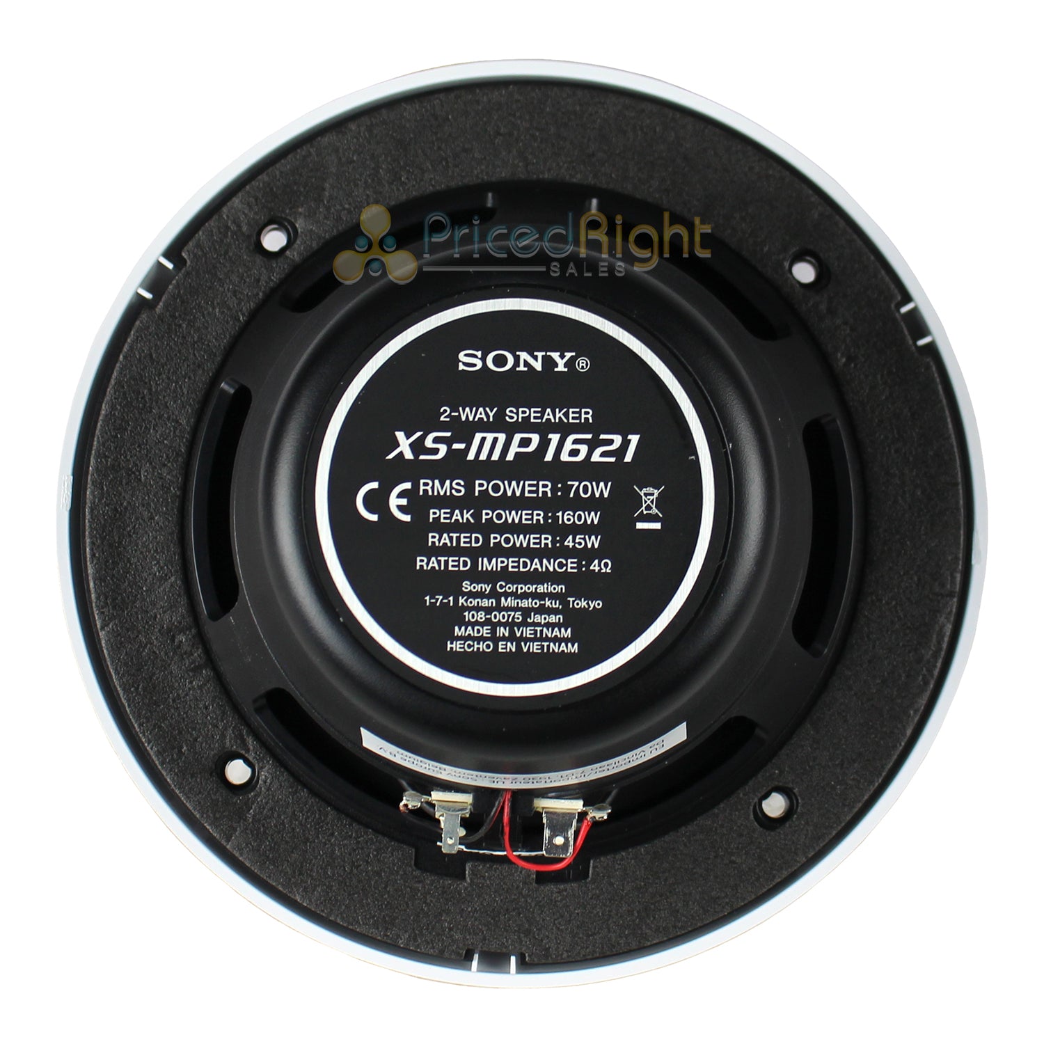 Sony 6.5" White Marine Coaxial Speakers Pair 4 Ohm 160W Peak 70W RMS XS MP1621
