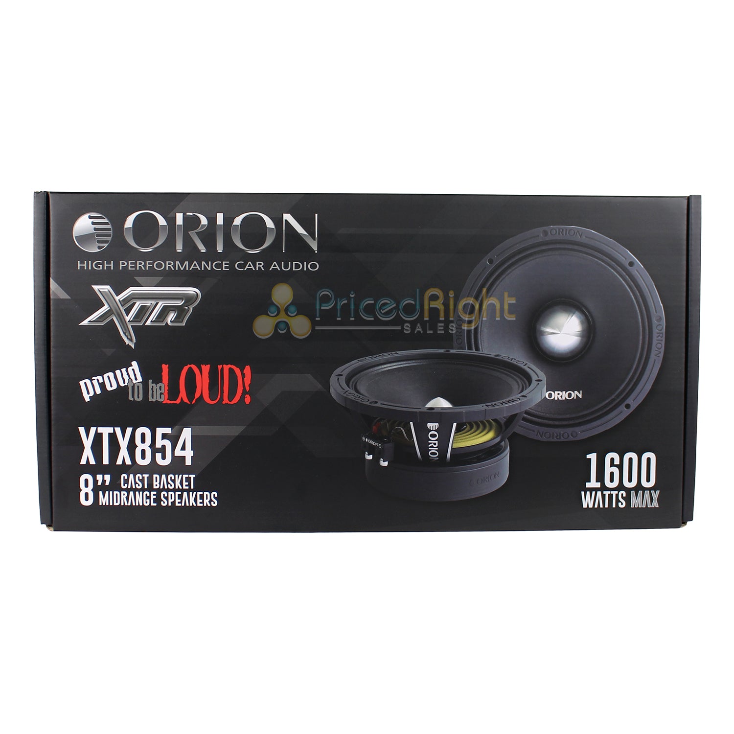 Orion 1600W 8" Mid Range Bass Loud 4 Ohm Set of 2 Speakers 400W RMS XTX854
