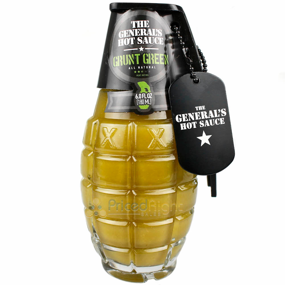 The Generals Grunt Green and Hooah Jalapeno Hot Sauce Combo Pack 6 oz Bottles