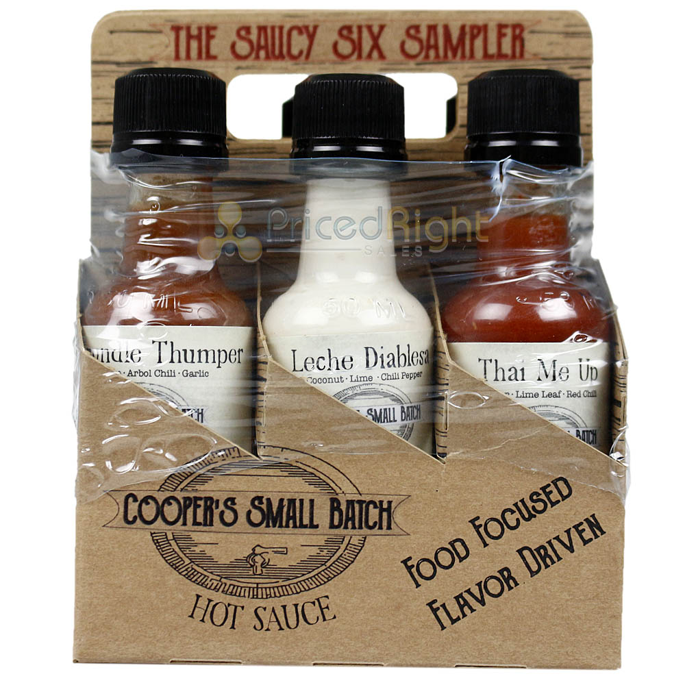 Cooper's Small Batch Saucy Six Sampler Hot Sauce Pack Gift Set Flavor Driven