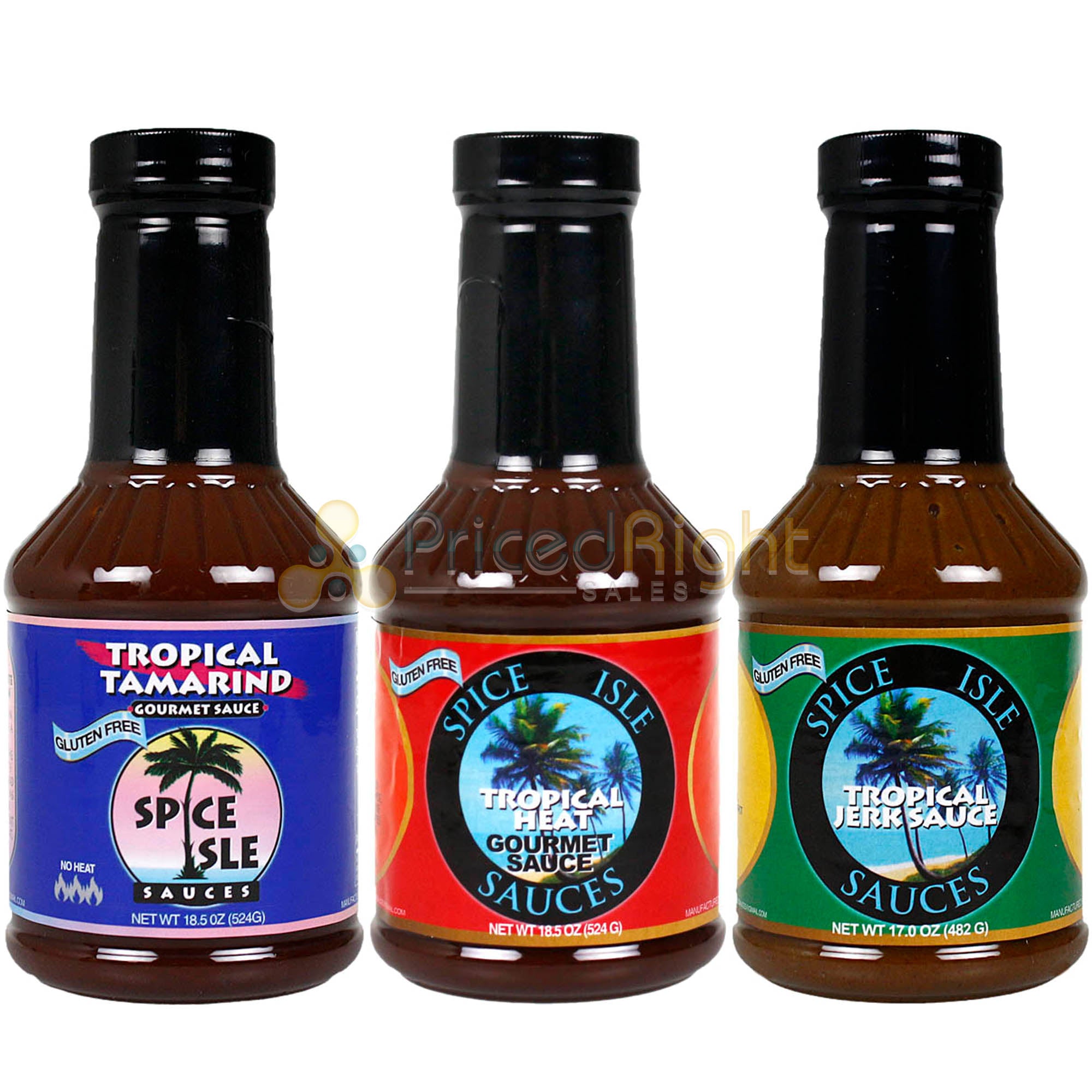 Spice Isle Sauces Tropical Tamarind Heat & Jerk Sauces Combo 3 Pack Gluten Free