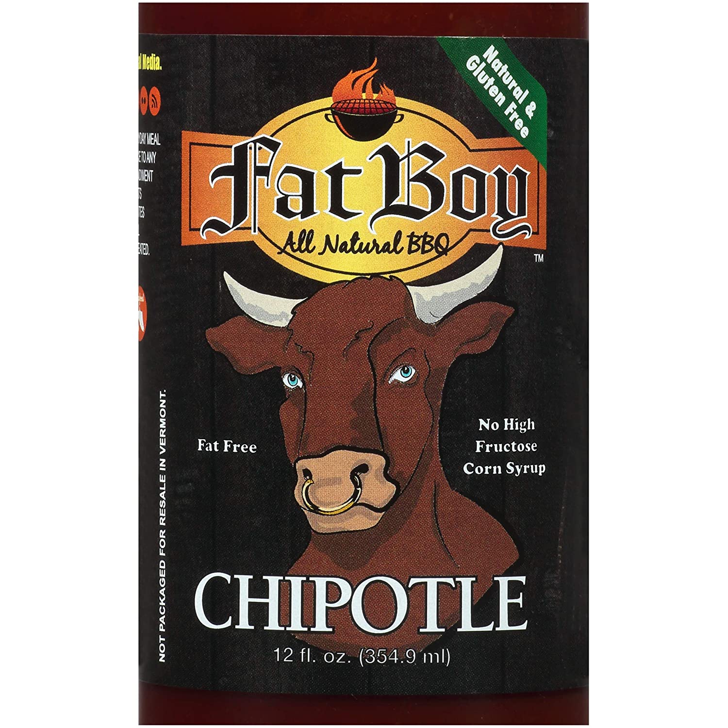 Fat Boy All Natural BBQ Chipotle BBQ Sauce 12 oz Bottle Gluten Free 00084