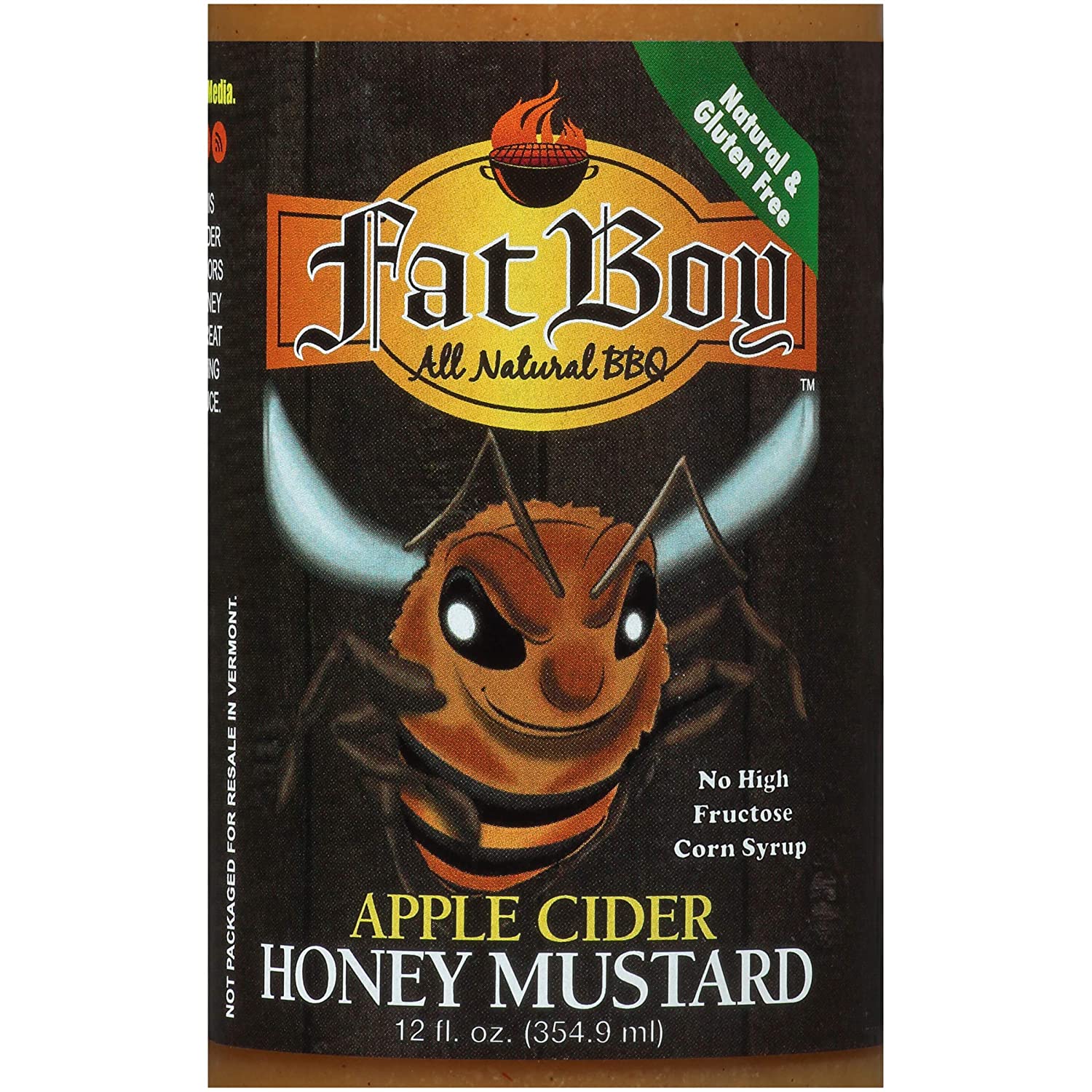 Fat Boy All Natural BBQ Apple Cider Honey Mustard Spicy Habanero 12 oz Bottle