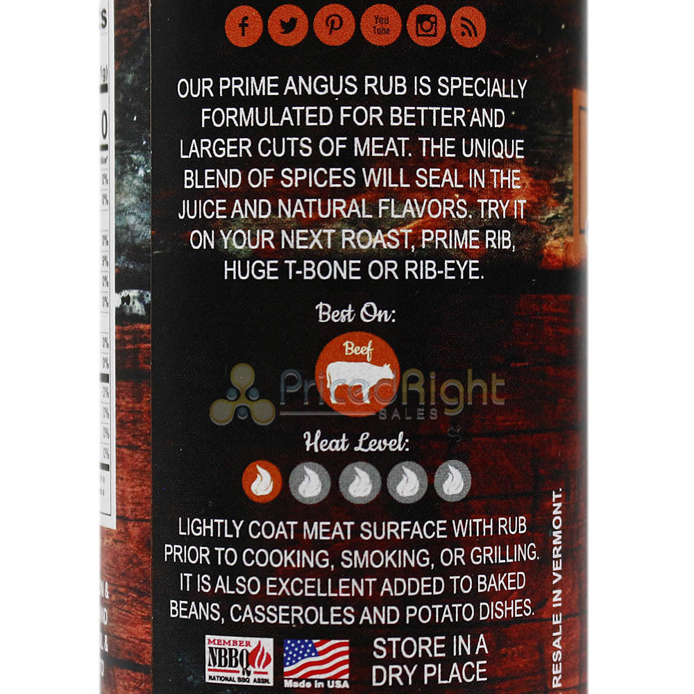 Fat Boy All Natural BBQ Prime Angus Rub 4 Oz Bottle Gluten Free for Beef 00107