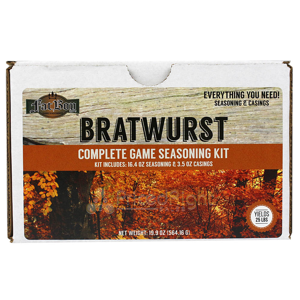 Fat Boy Bratwurst Complete Game Seasoning Kit with Casings Yields 25 lbs 00149