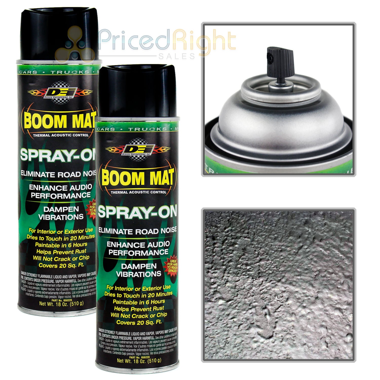 2 Pack Sound Deadening DEI Boom Mat Spray On Enhance Audio Eliminate Road Noise