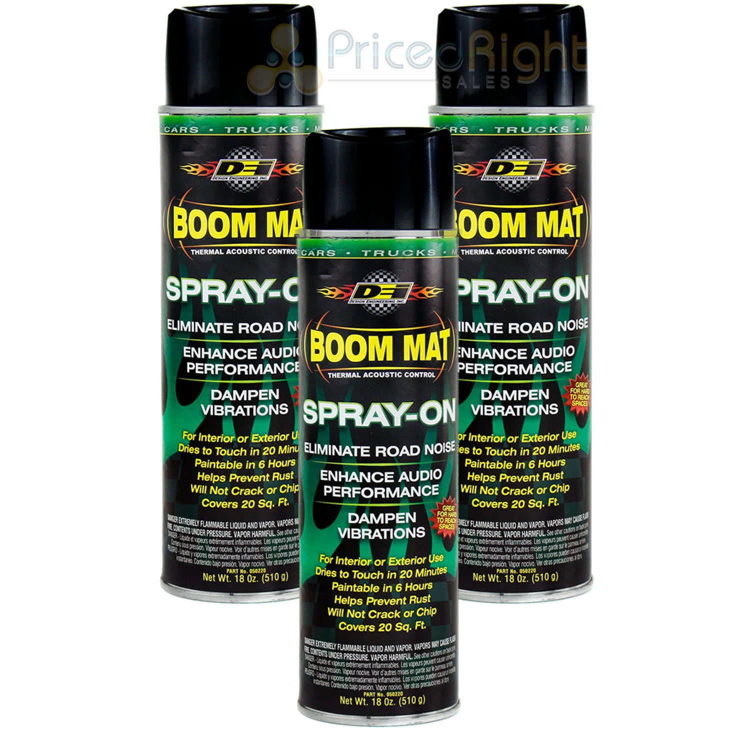3 Pack DEI Sound Deadening Boom Mat Spray On Enhance Audio Eliminate Road Noise