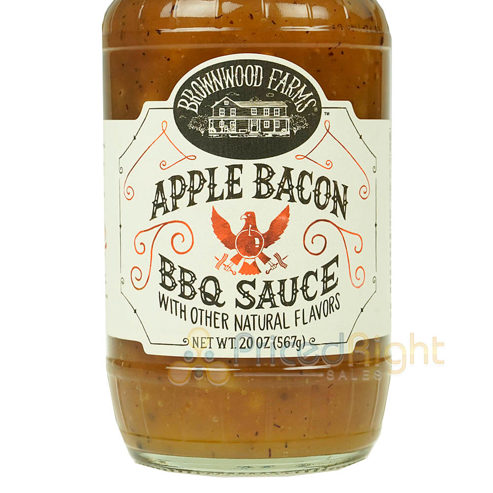 Brownwood Farms Sweet Apple Bacon BBQ Sauce Hickory Applewood Smoked Bacon 20 Oz