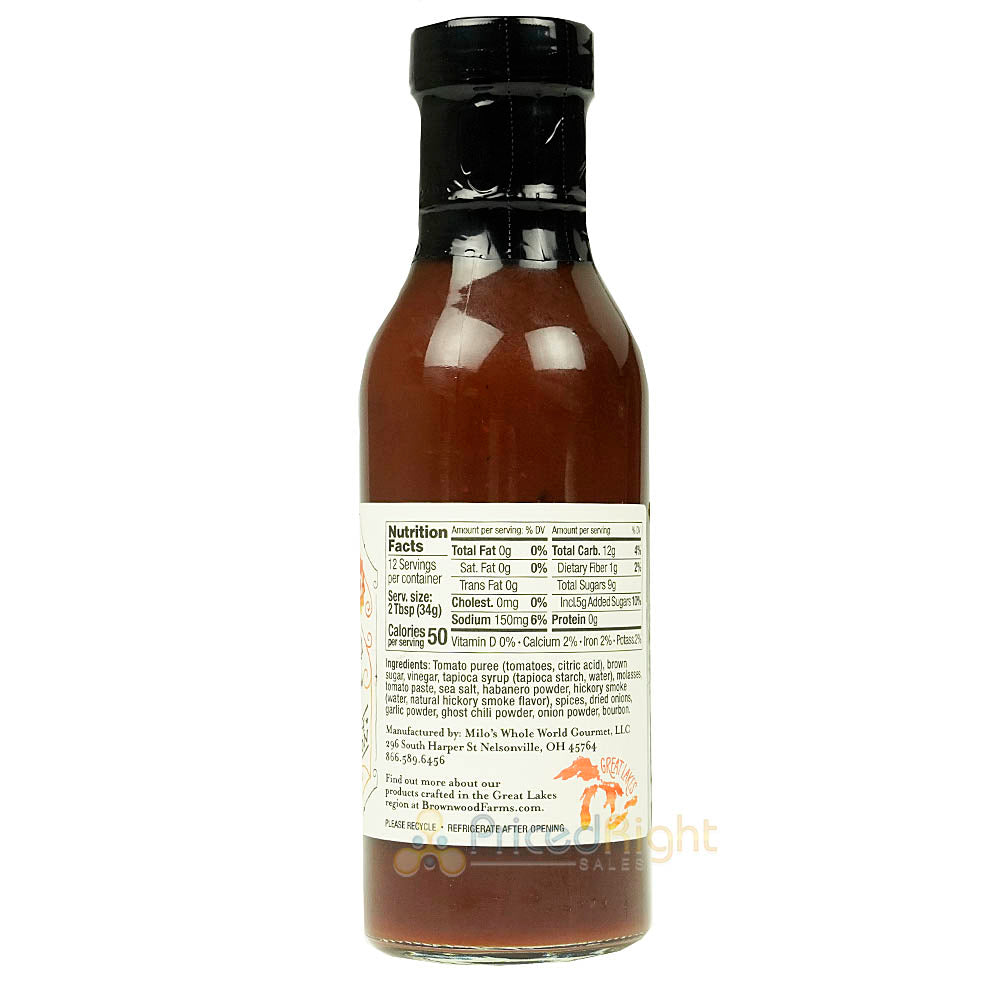 Brownwood Farms Ghost Pepper Spicy Hot Bourbon BBQ Sauce Gluten Free 14 Ounces