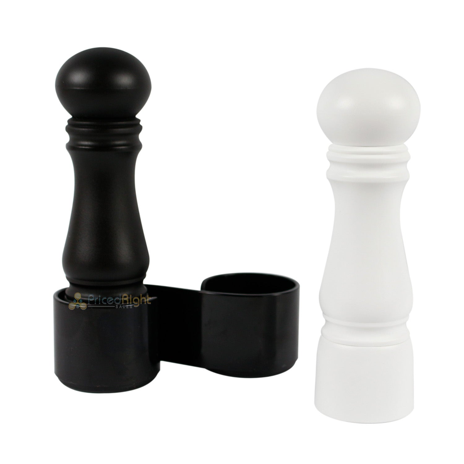 CrushGrind Mini Salt and Pepper Table Grinder Set of 2 With Stand Black & White