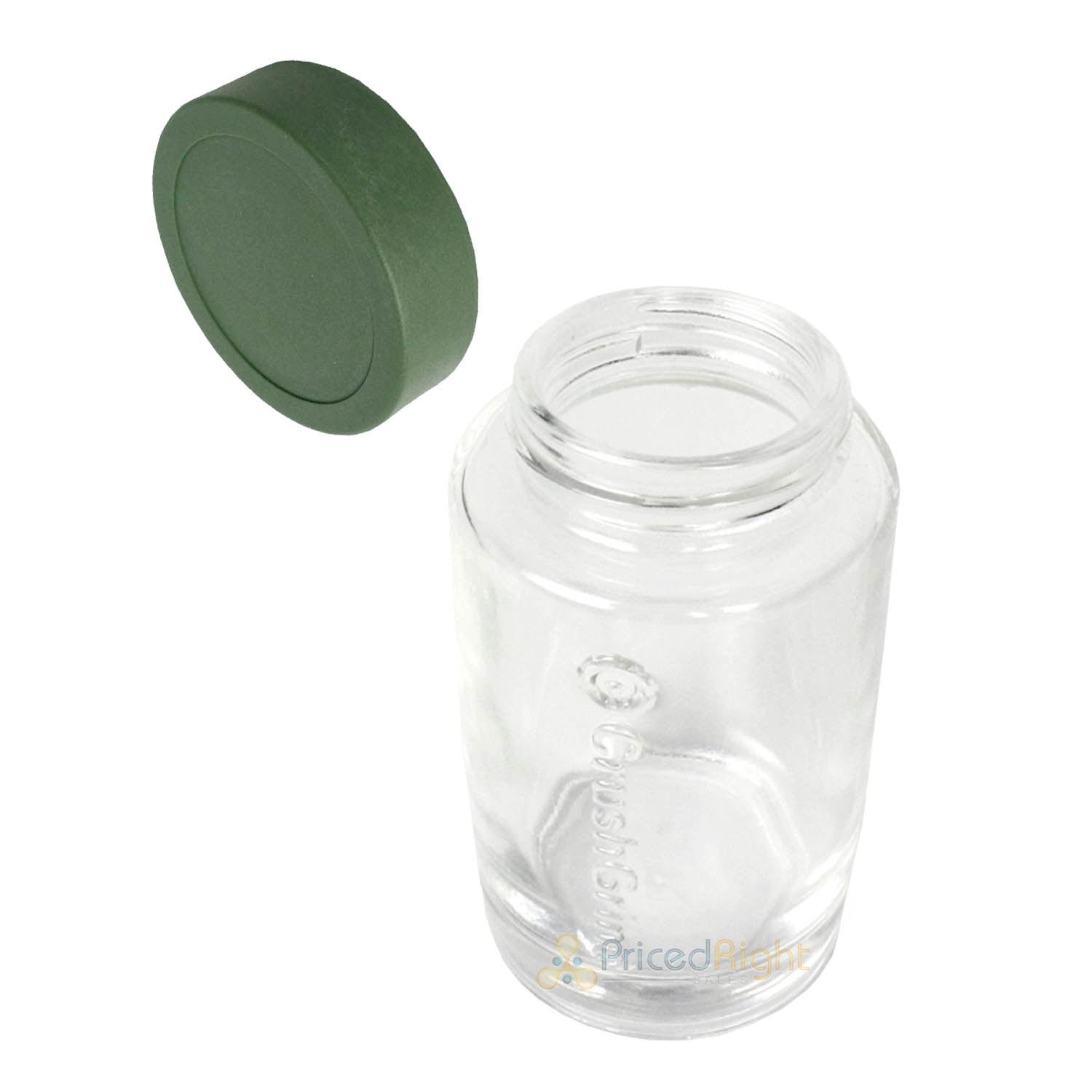 CrushGrind Vaasa Glass Spice Jars Biocomposite Screw On Lid 2 Pc Green 94mm