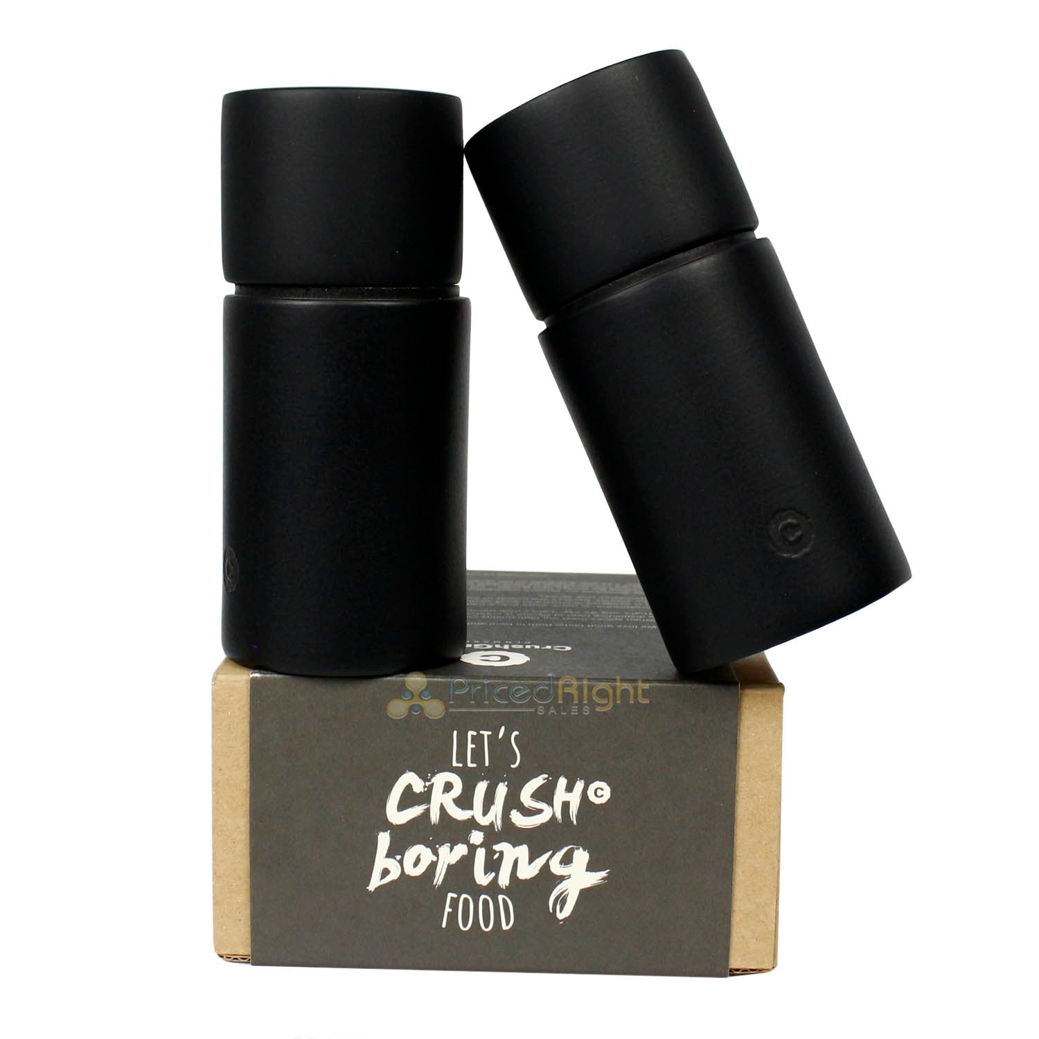 CrushGrind Bergen Salt Pepper Spice Mill Ceramic Mechanism Set of 2 Black 12cm