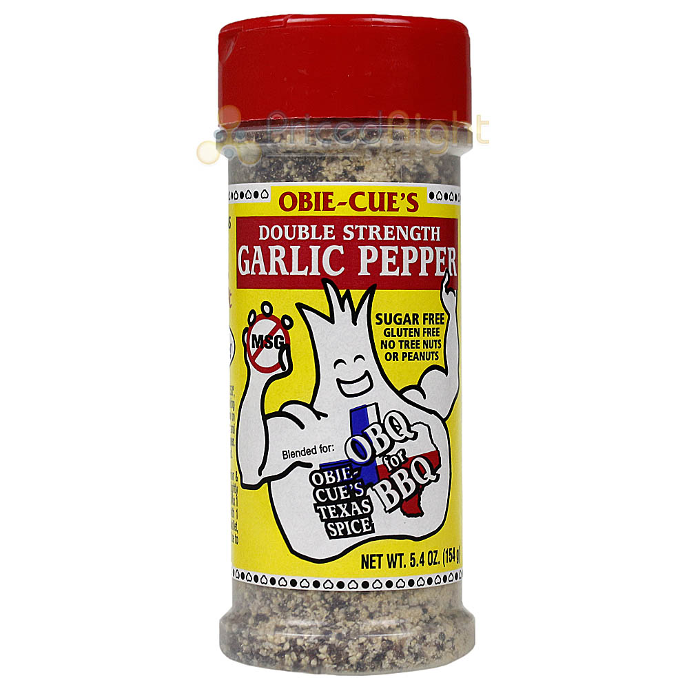 Obie Cue's Garlic Pepper Seasoning Double Strength No MSG Sugar or Gluten 5.4 Oz
