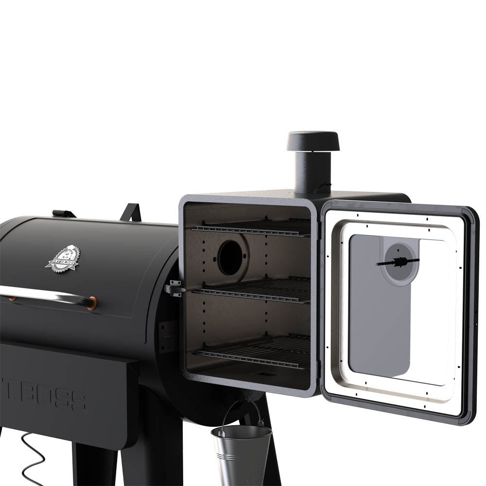 Pit Boss Side Smoker Box Attachment With Large Viewing Window And Side Latch