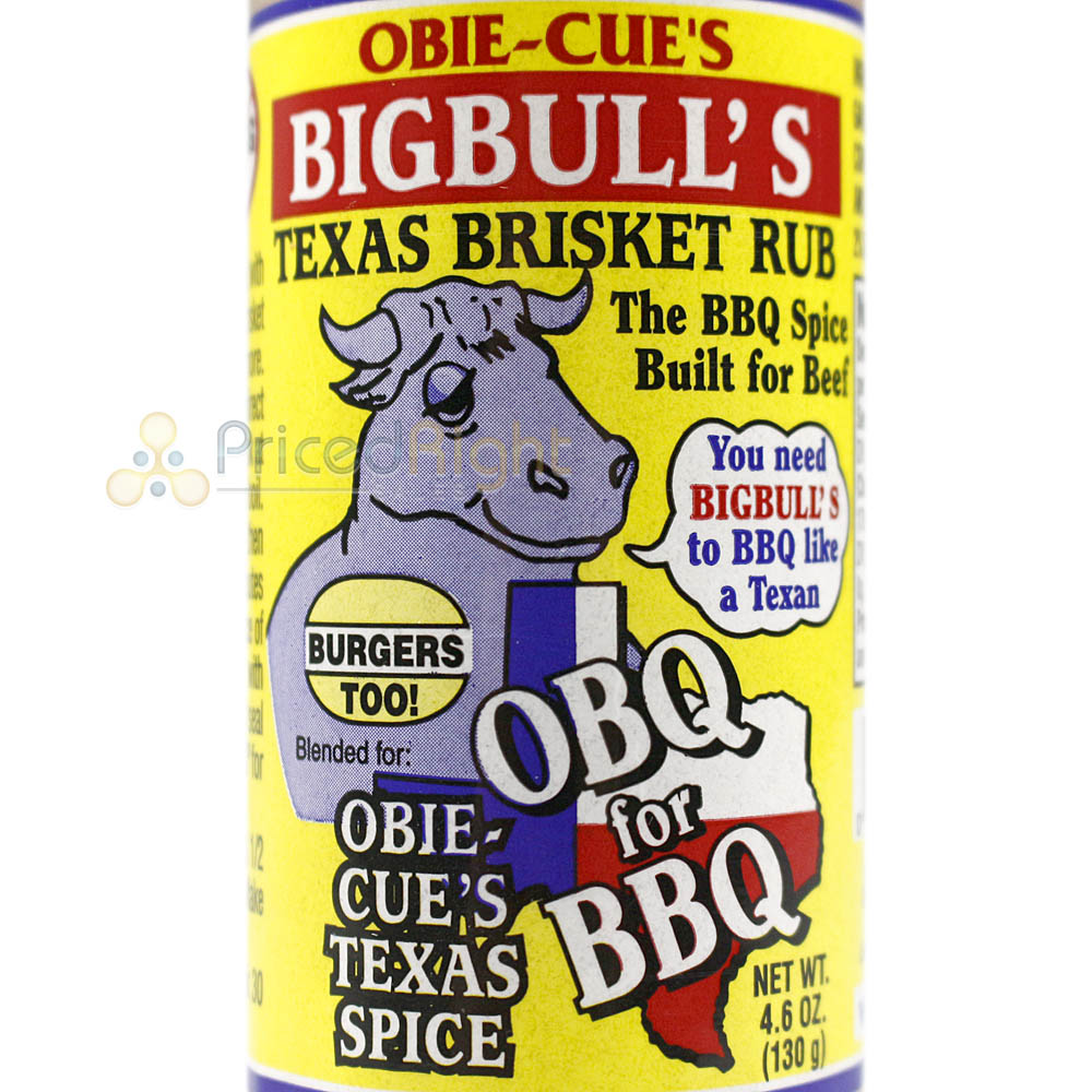 Obie Cue's Texas Brisket Rub BigBull's Beef Steaks Burgers 4.6 Oz Shaker Bottle